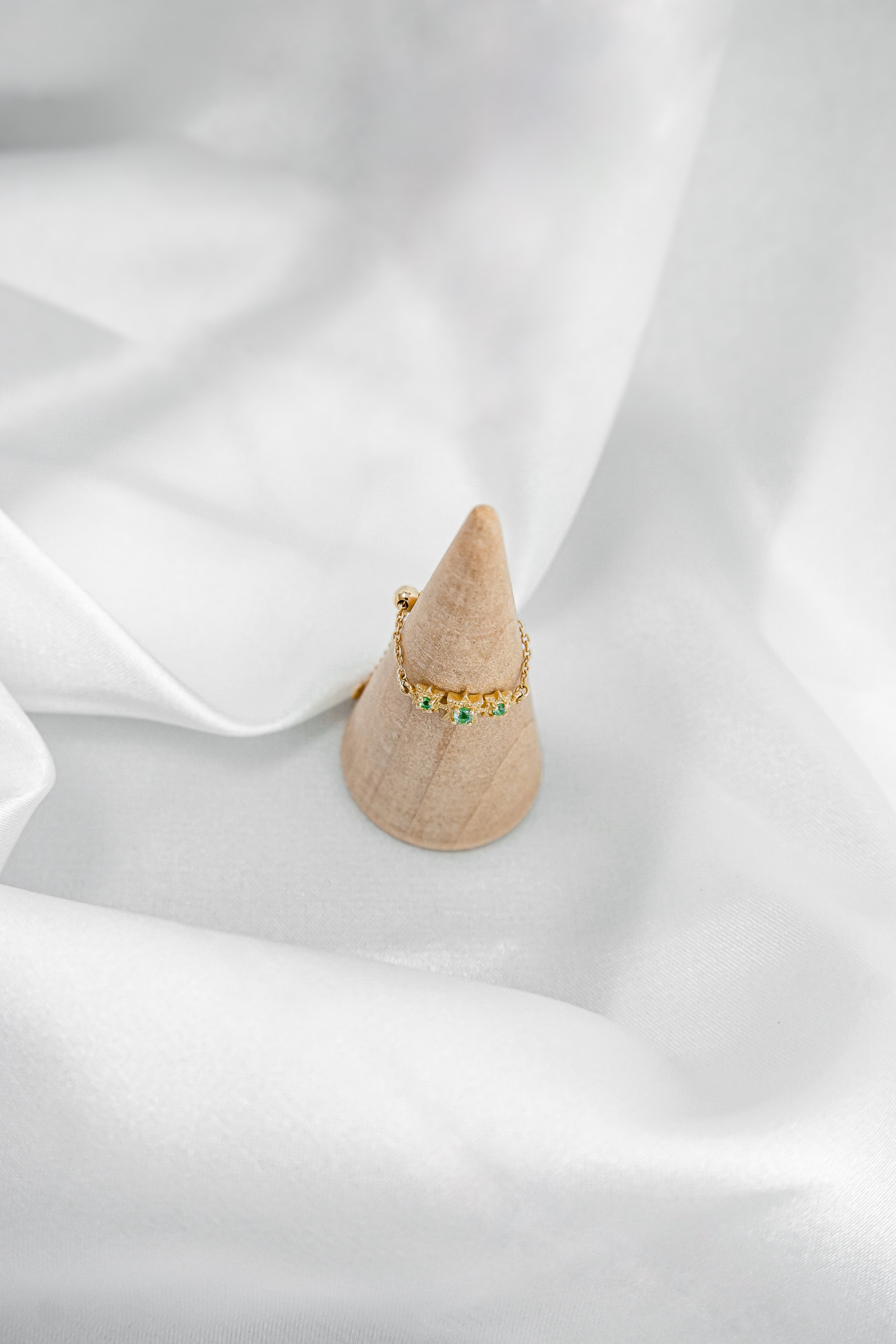 日本製K金八芒星祖母綠戒指鍊戒高拍