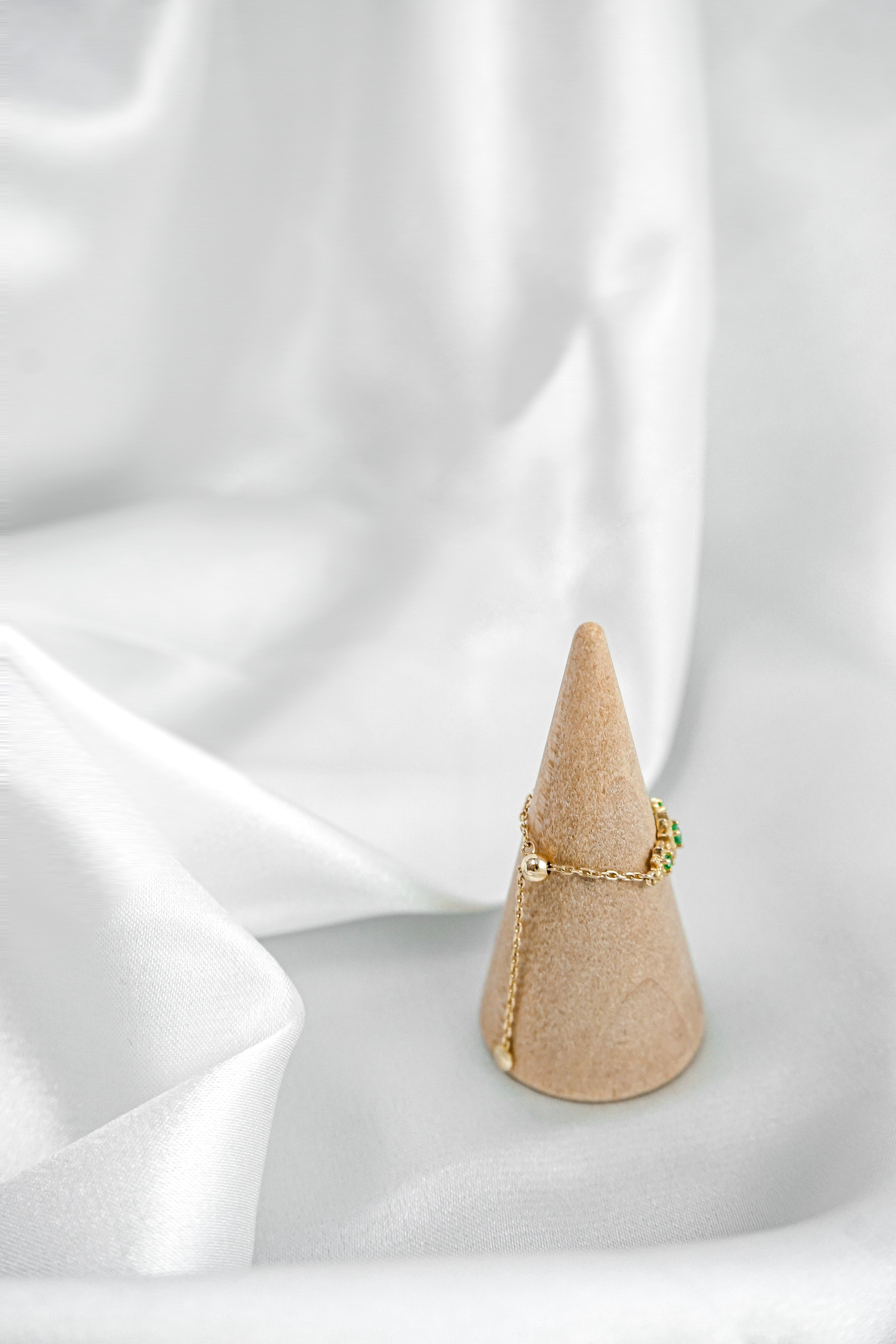 日本製K金八芒星祖母綠戒指鍊戒鍊條