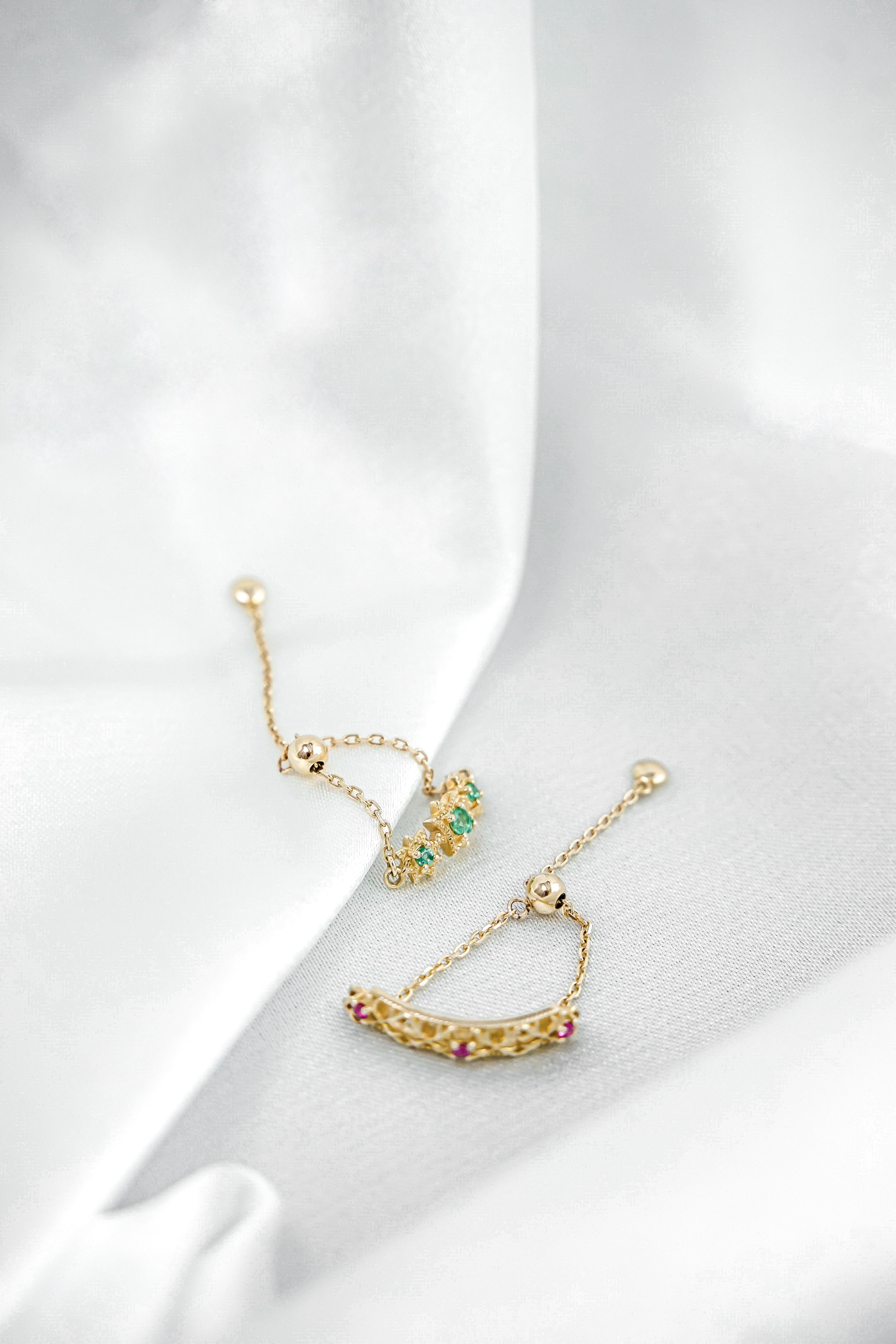 兩款日本製K金八芒星祖母綠戒指鍊戒紅寶石鏤空戒指側拍