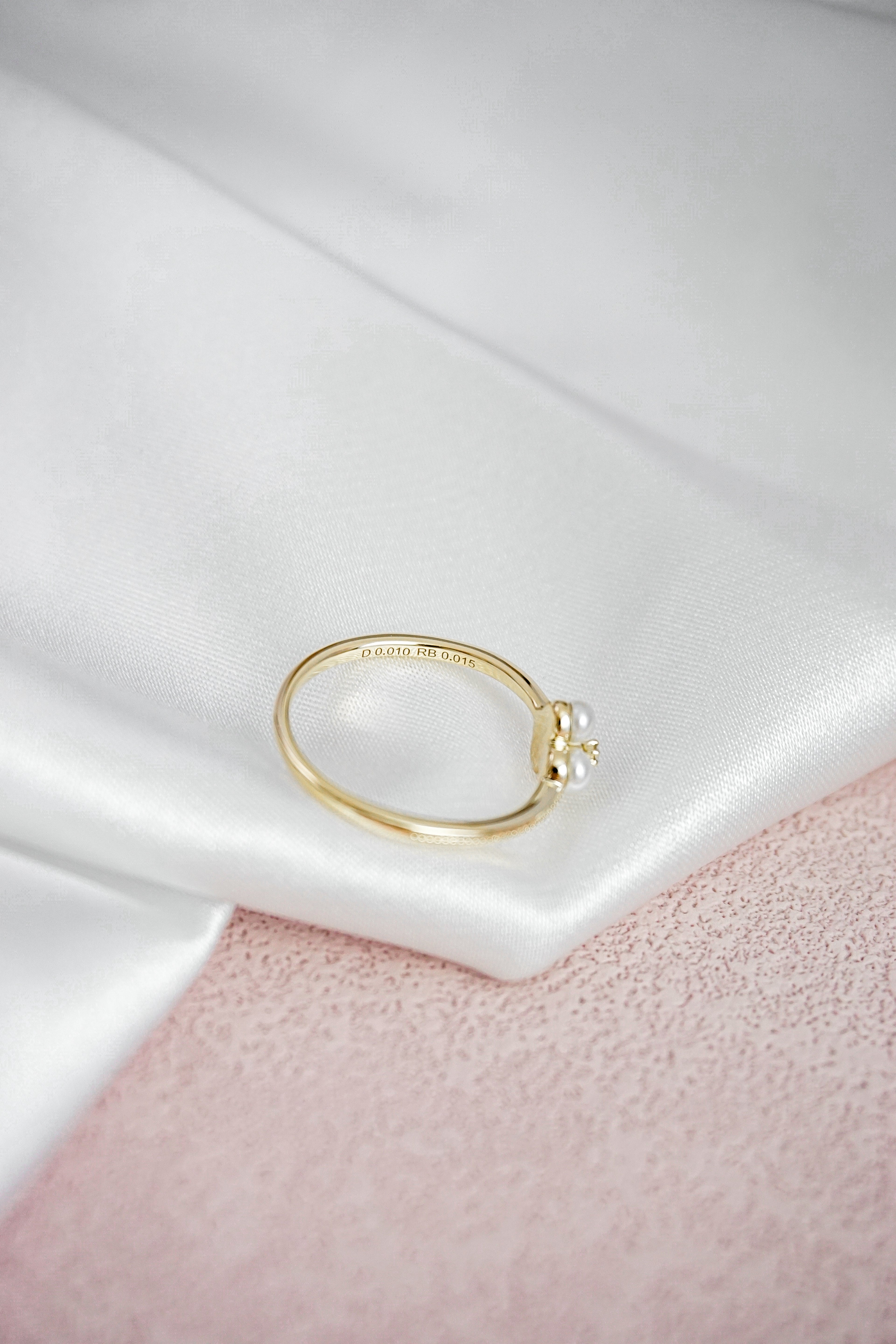 日本製K金珍珠紅寶石鑽石戒指內圈細節