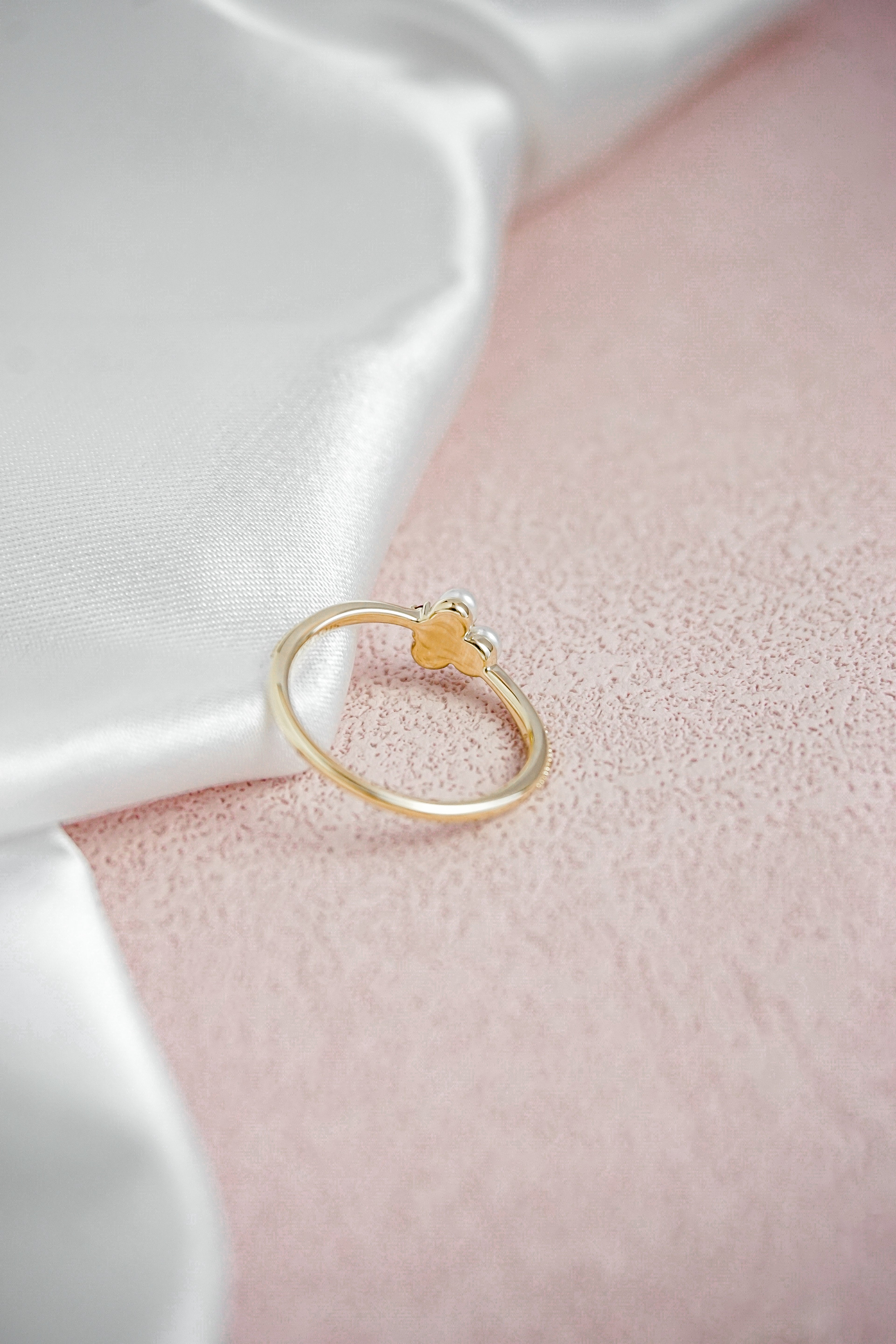 日本製K金珍珠紅寶石鑽石戒指背面