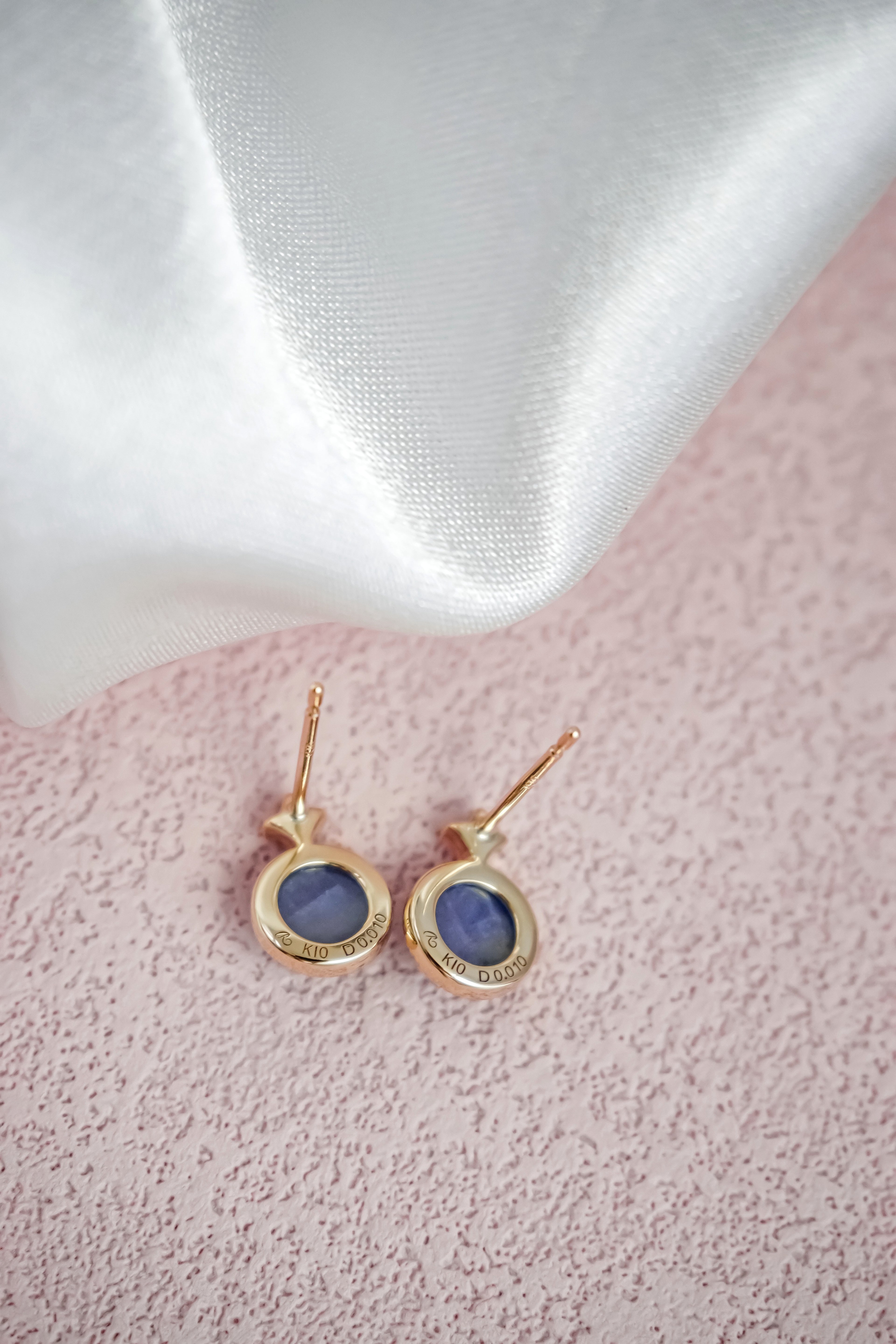 日本製10K金18K金藍寶石鑽石耳環耳釘背面