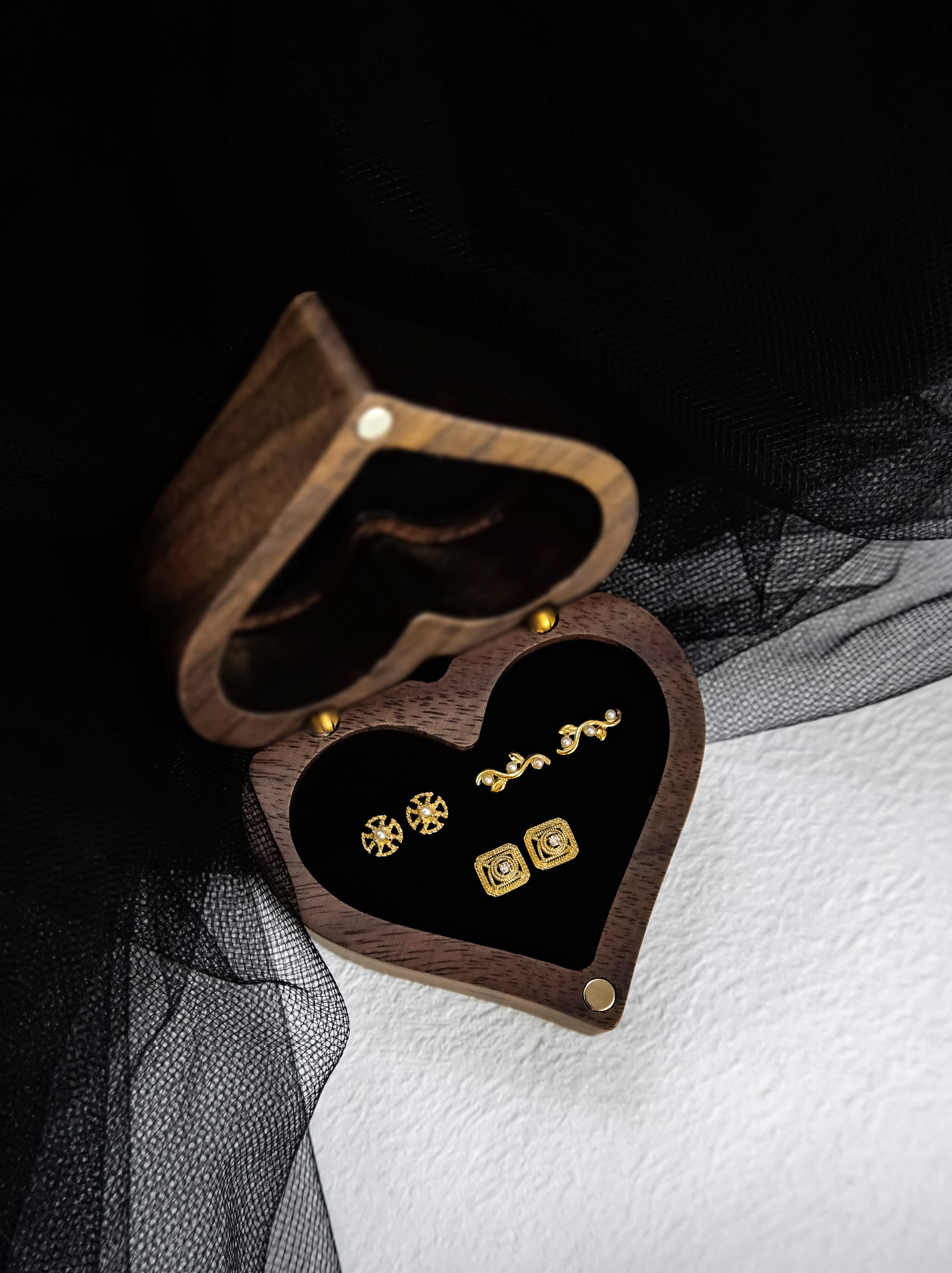 日系K金珍珠鑽石三款設計耳環耳釘正面展示圖