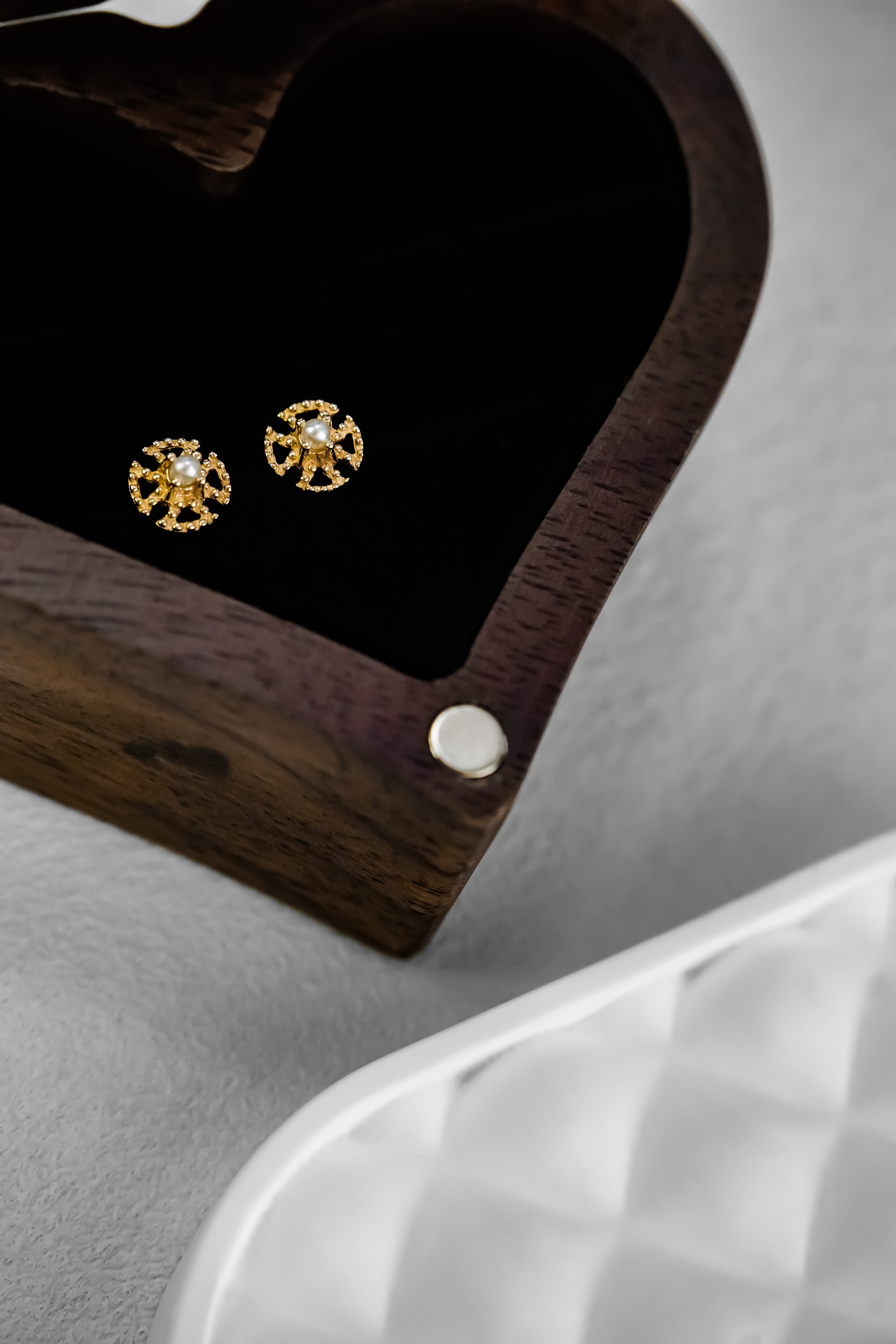 日本製10K金18K金風車珍珠耳環耳釘平放高拍