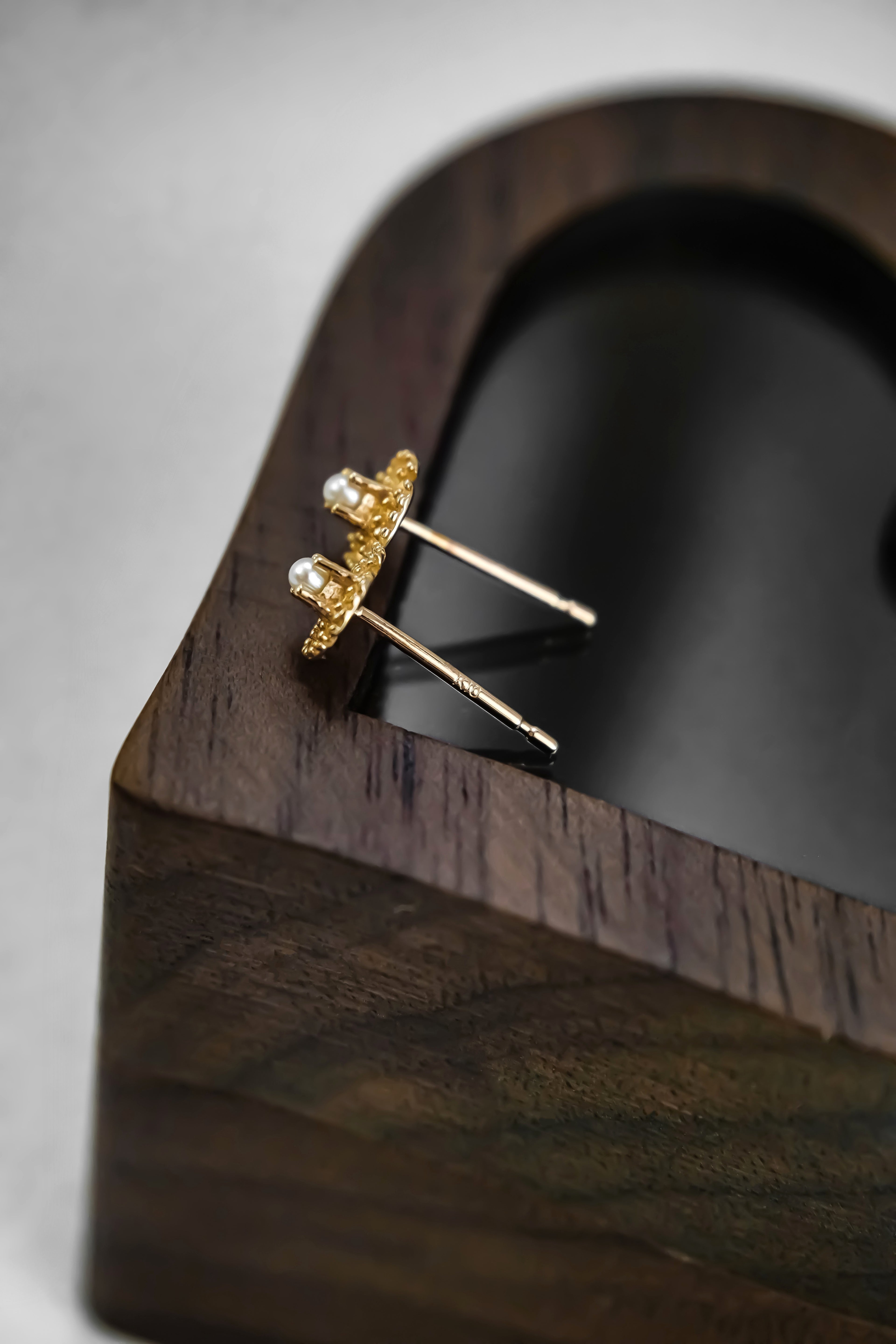 日本製10K金18K金風車珍珠耳環耳釘側拍