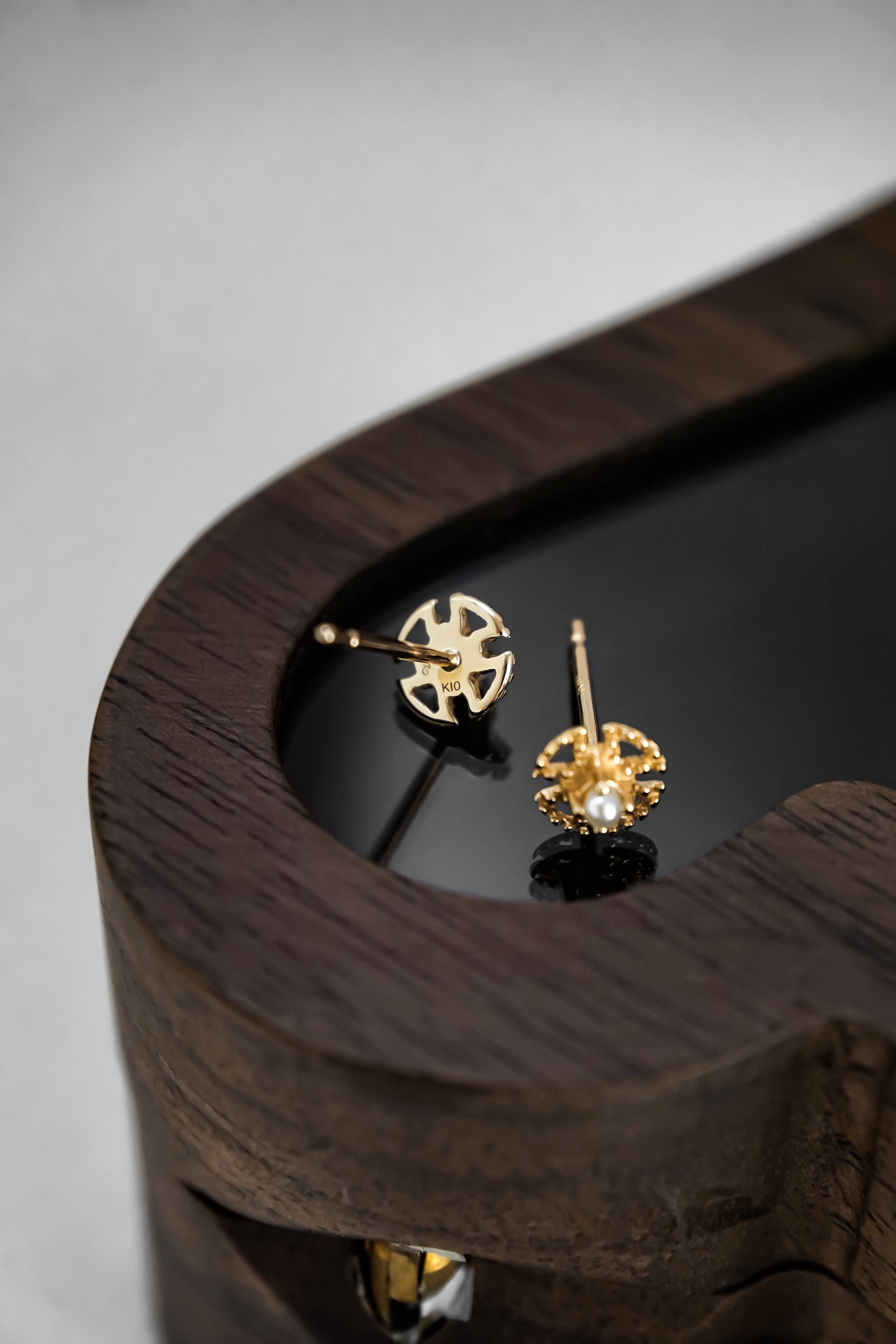 日本製10K金18K金風車珍珠耳環耳釘背面