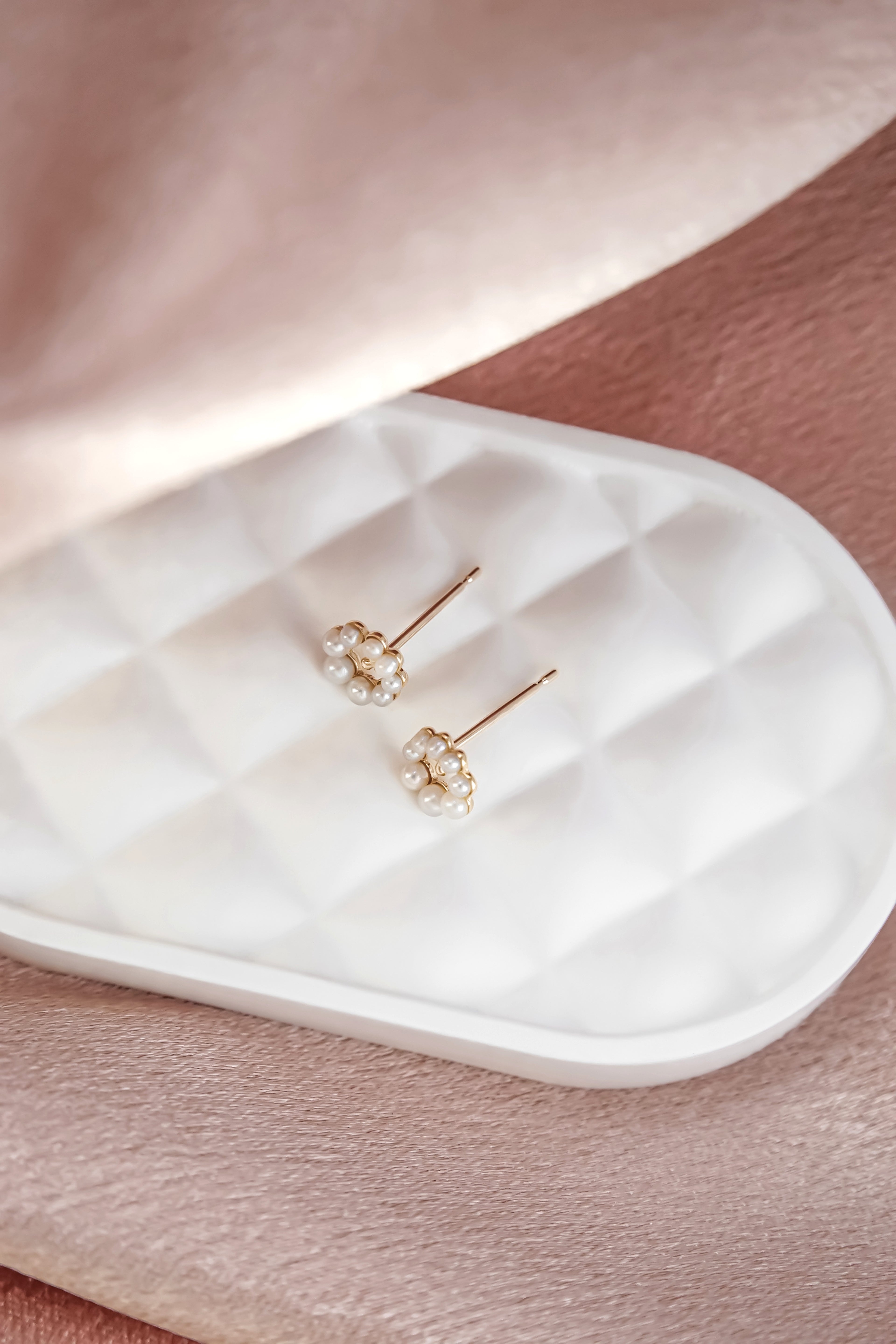 日本製K金珍珠花朵耳環高拍