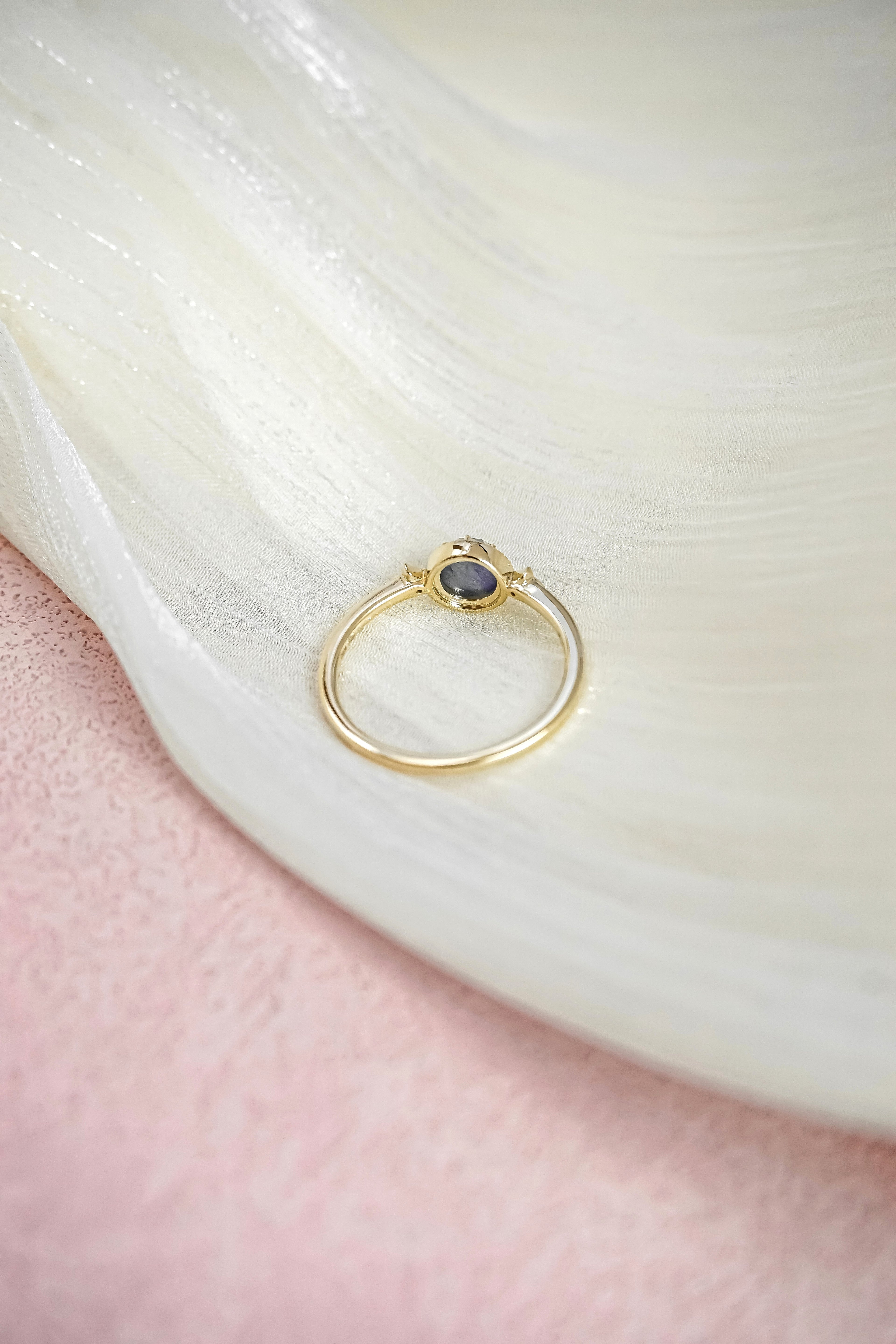 日本製10K金18K金藍寶石鑽石戒指背面