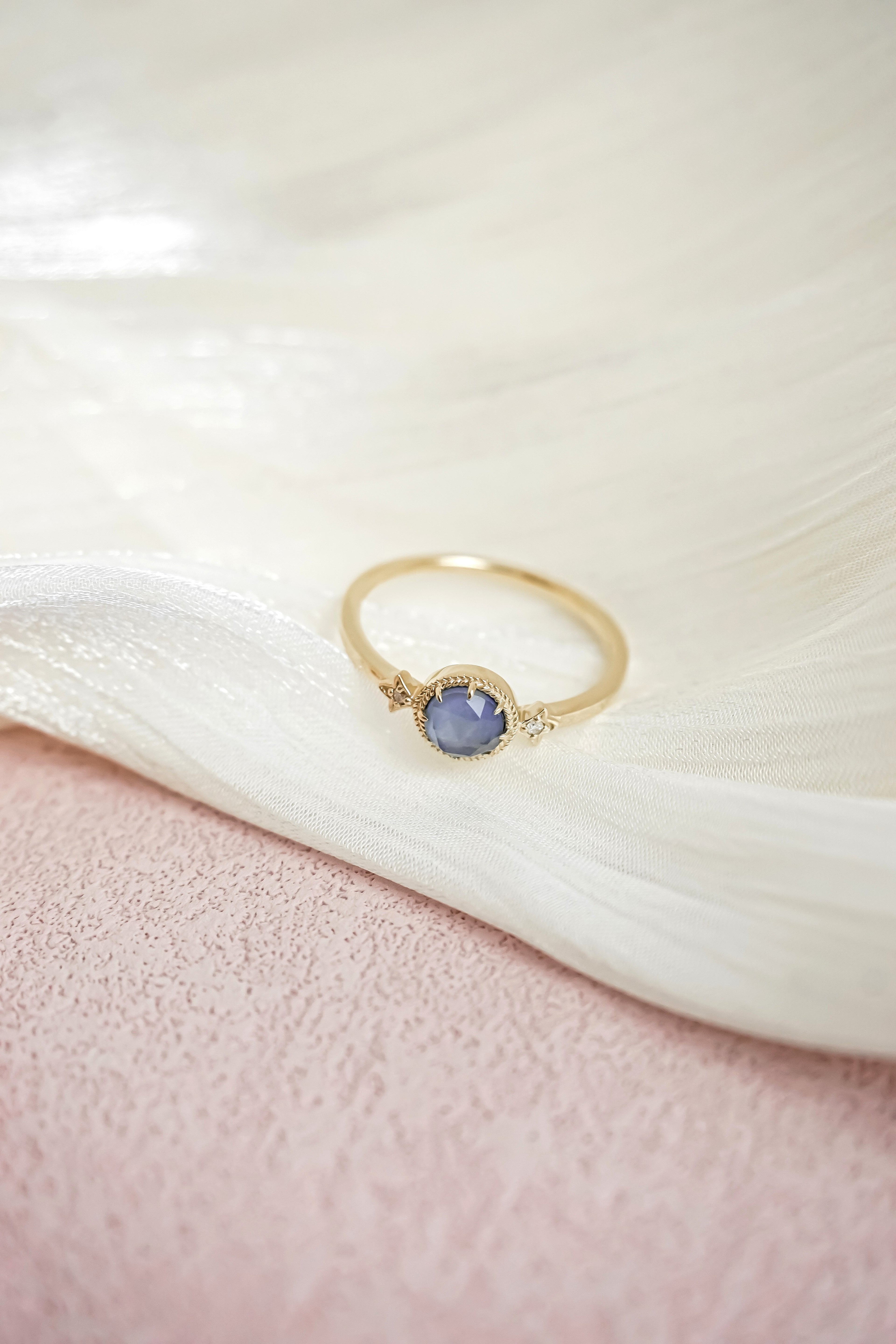 日本製10K金18K金藍寶石鑽石戒指正面