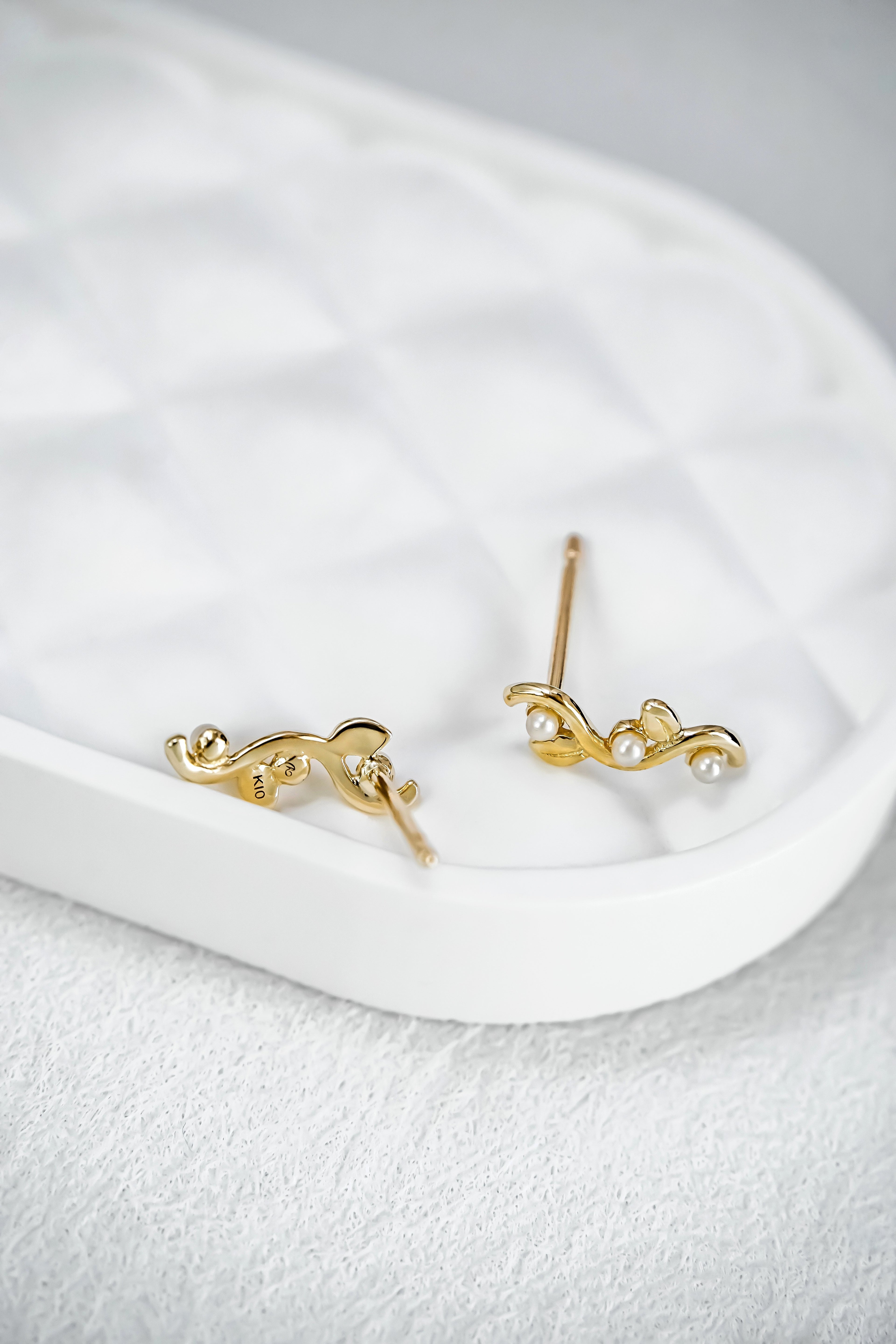 日系K金珍珠耳環耳釘背面展示圖