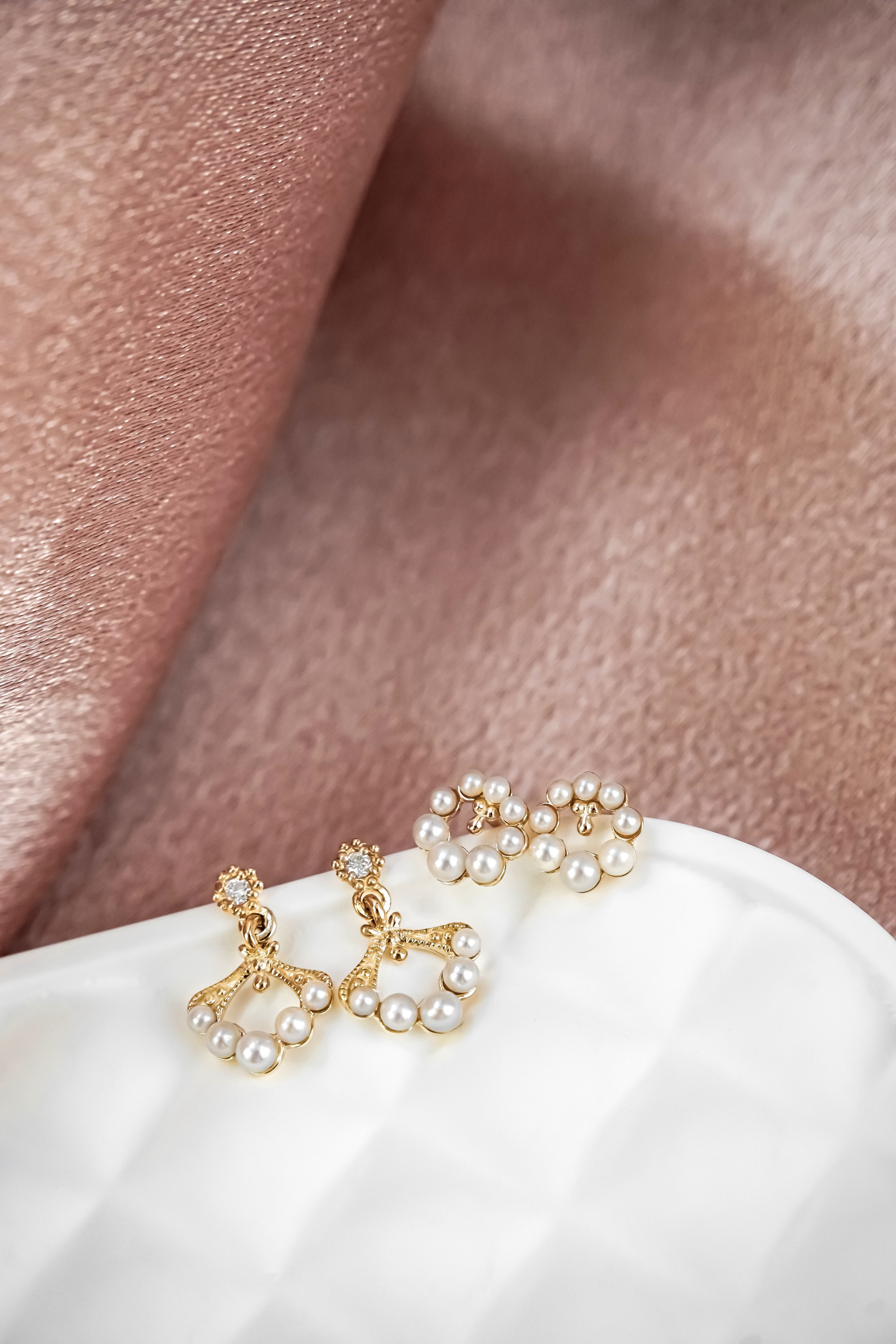 兩款日本製K金珍珠耳環近拍