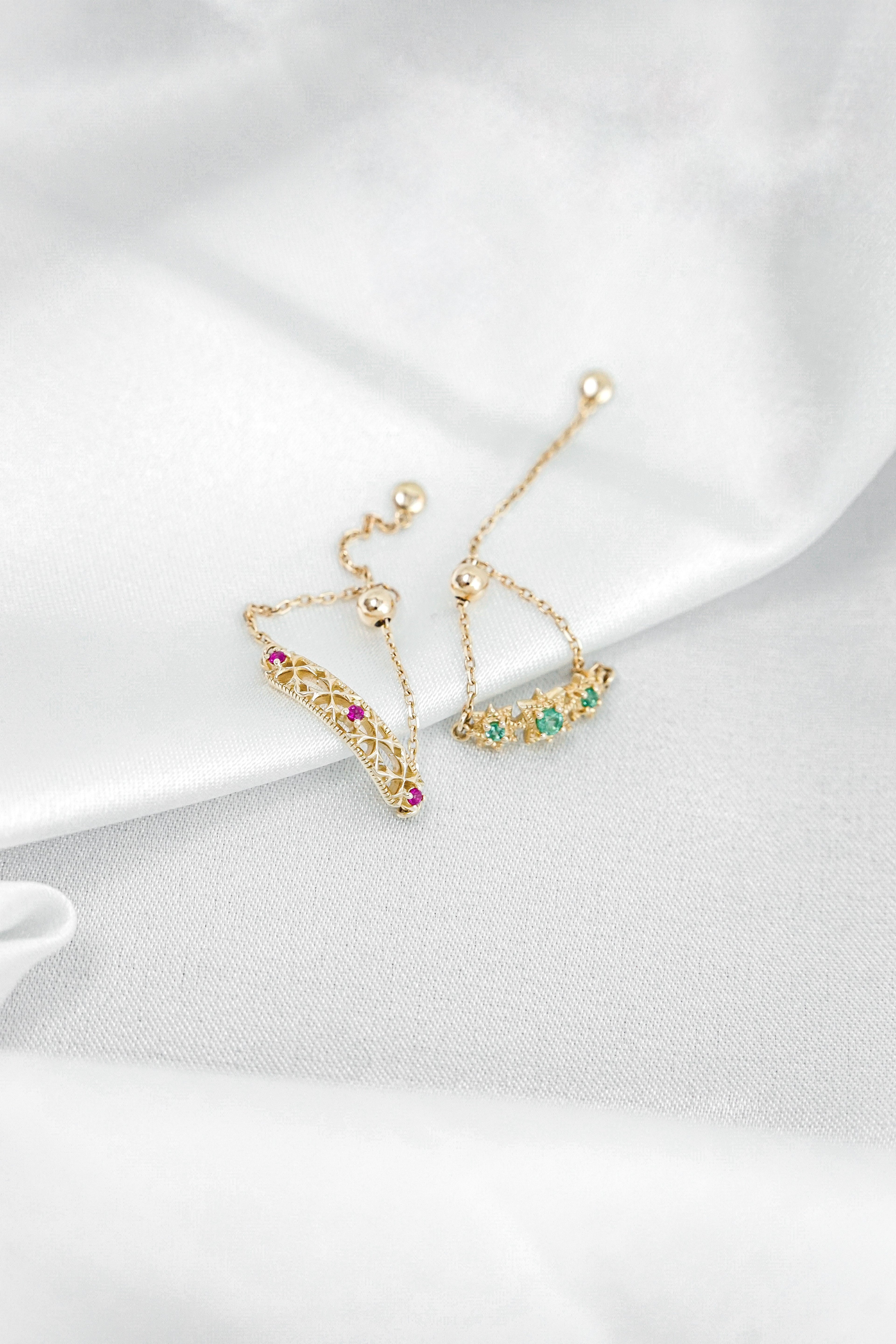 兩款日本製K金紅寶石鏤空戒指八角星祖母綠鍊戒