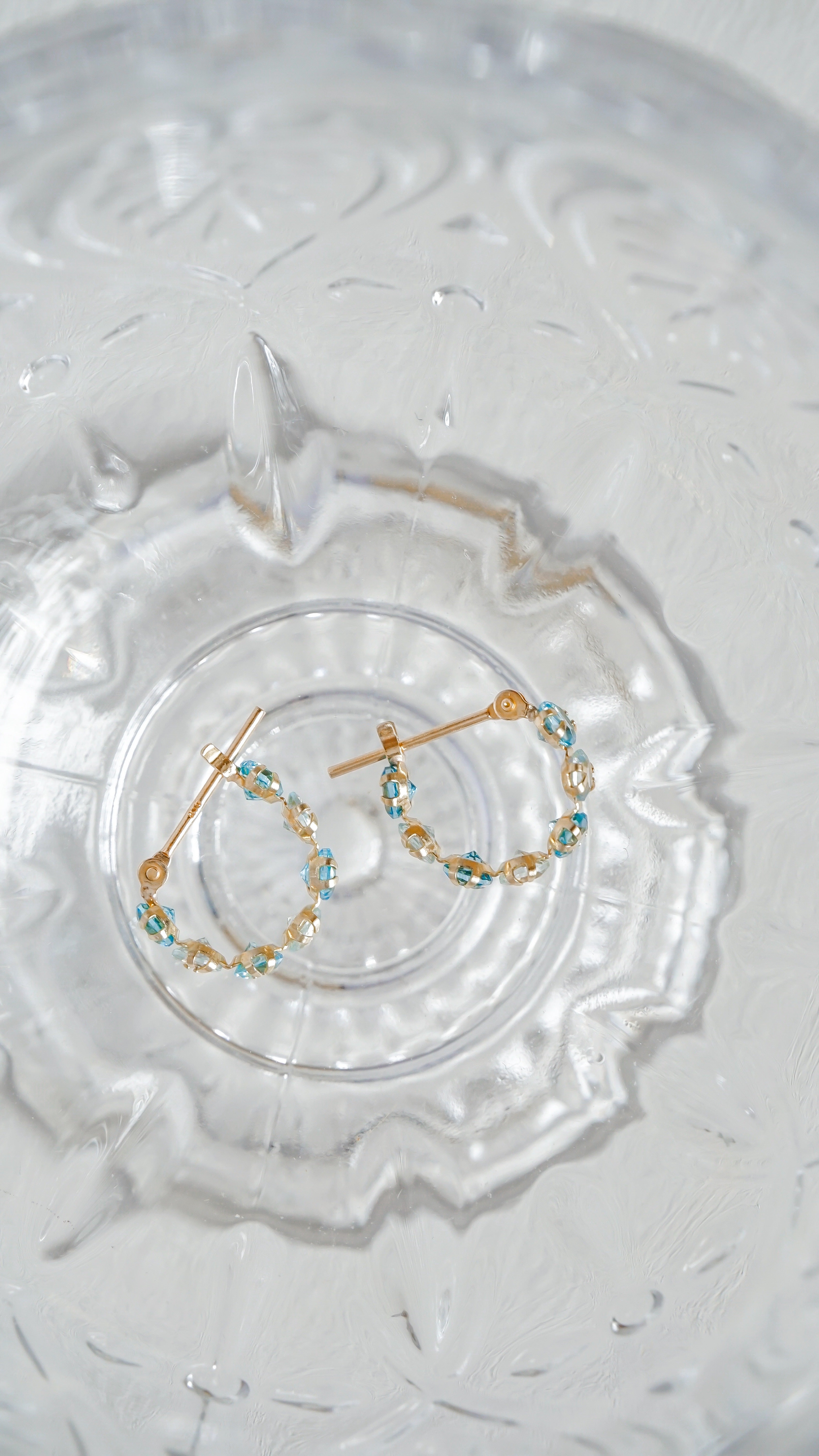 海映晨光|藍白寶石交錯耳圈