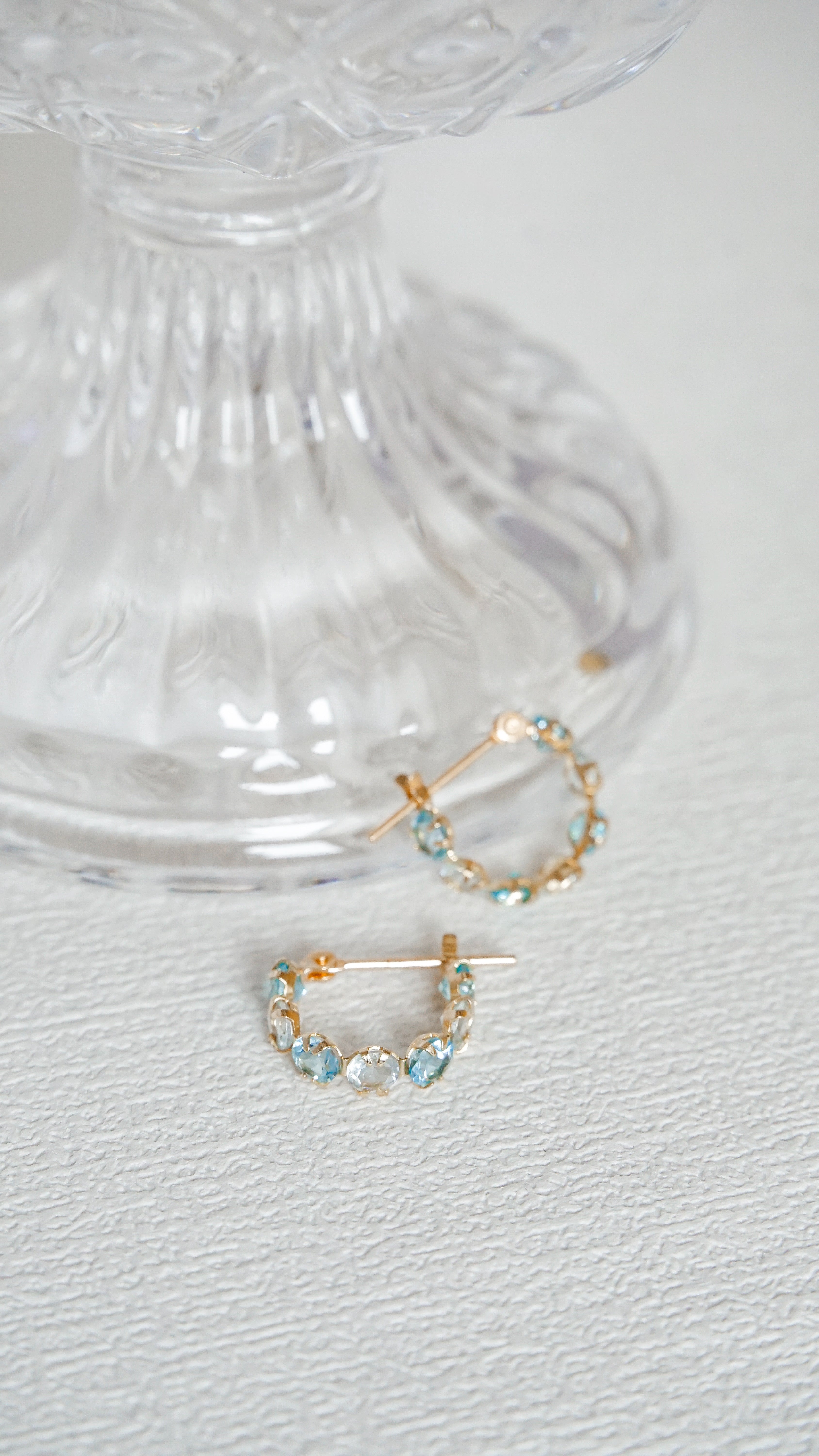 海映晨光|藍白寶石交錯耳圈