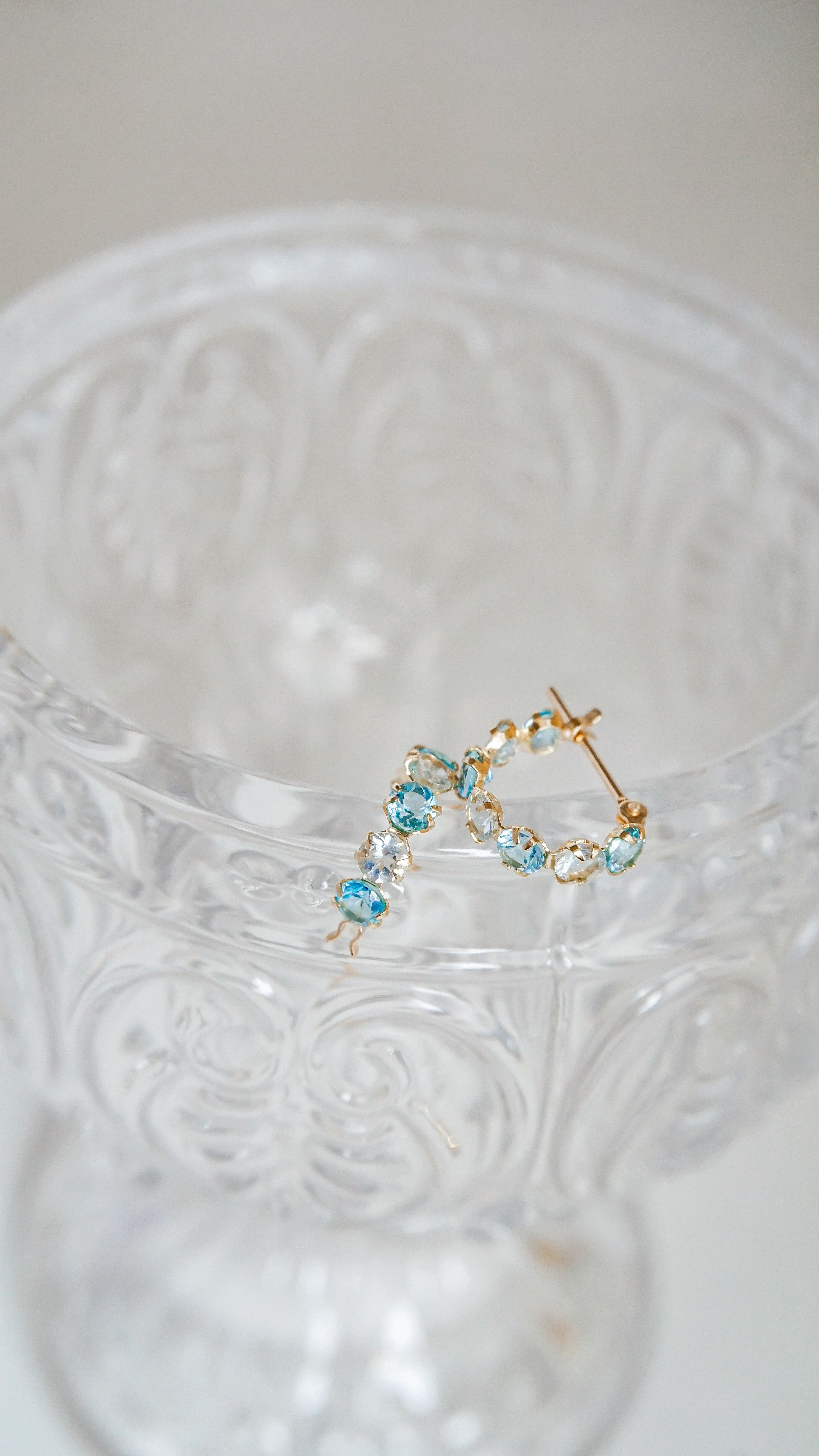 海映晨光|藍白寶石交錯耳圈