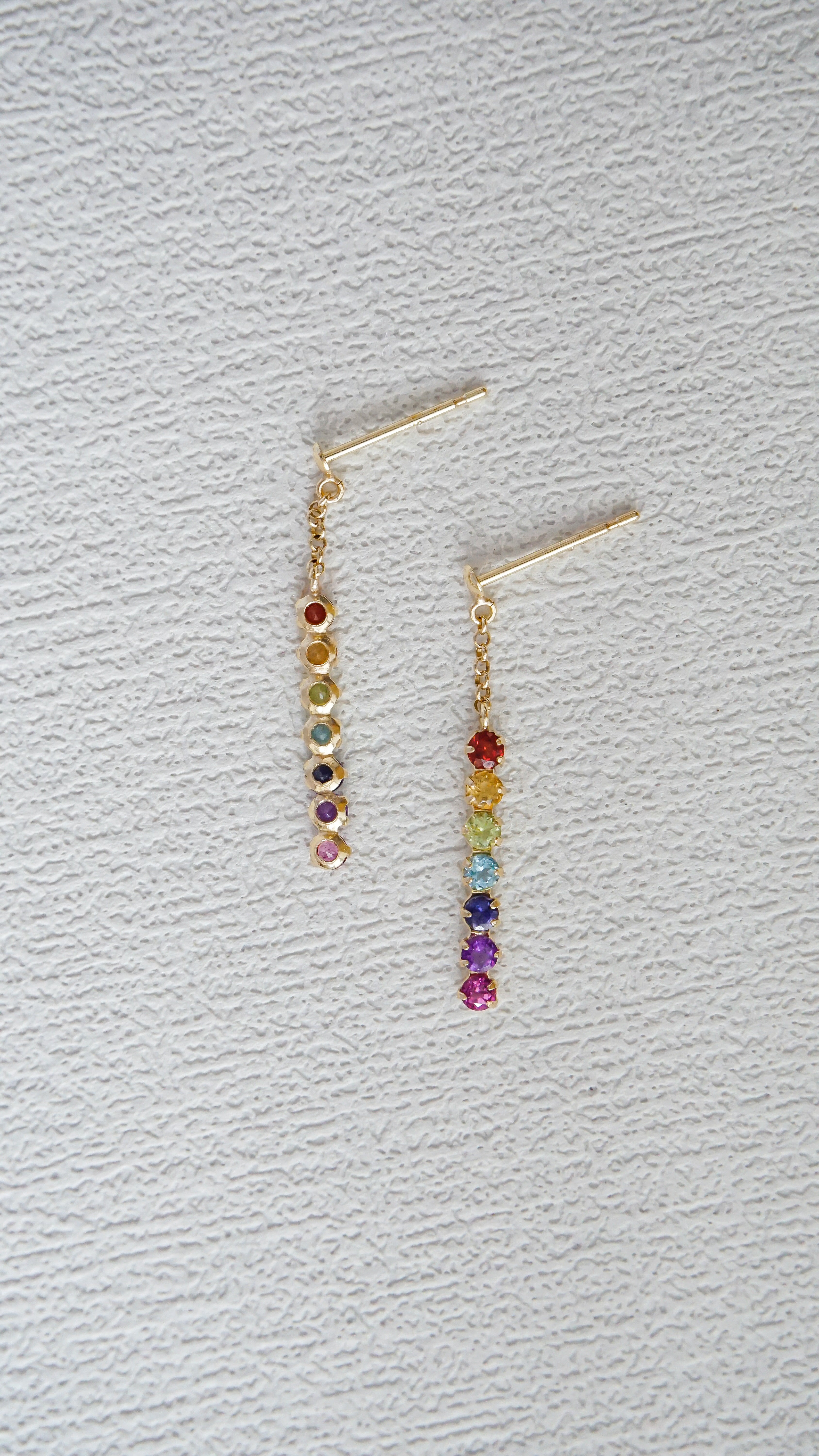 10k金七彩半貴石彩寶耳環背面