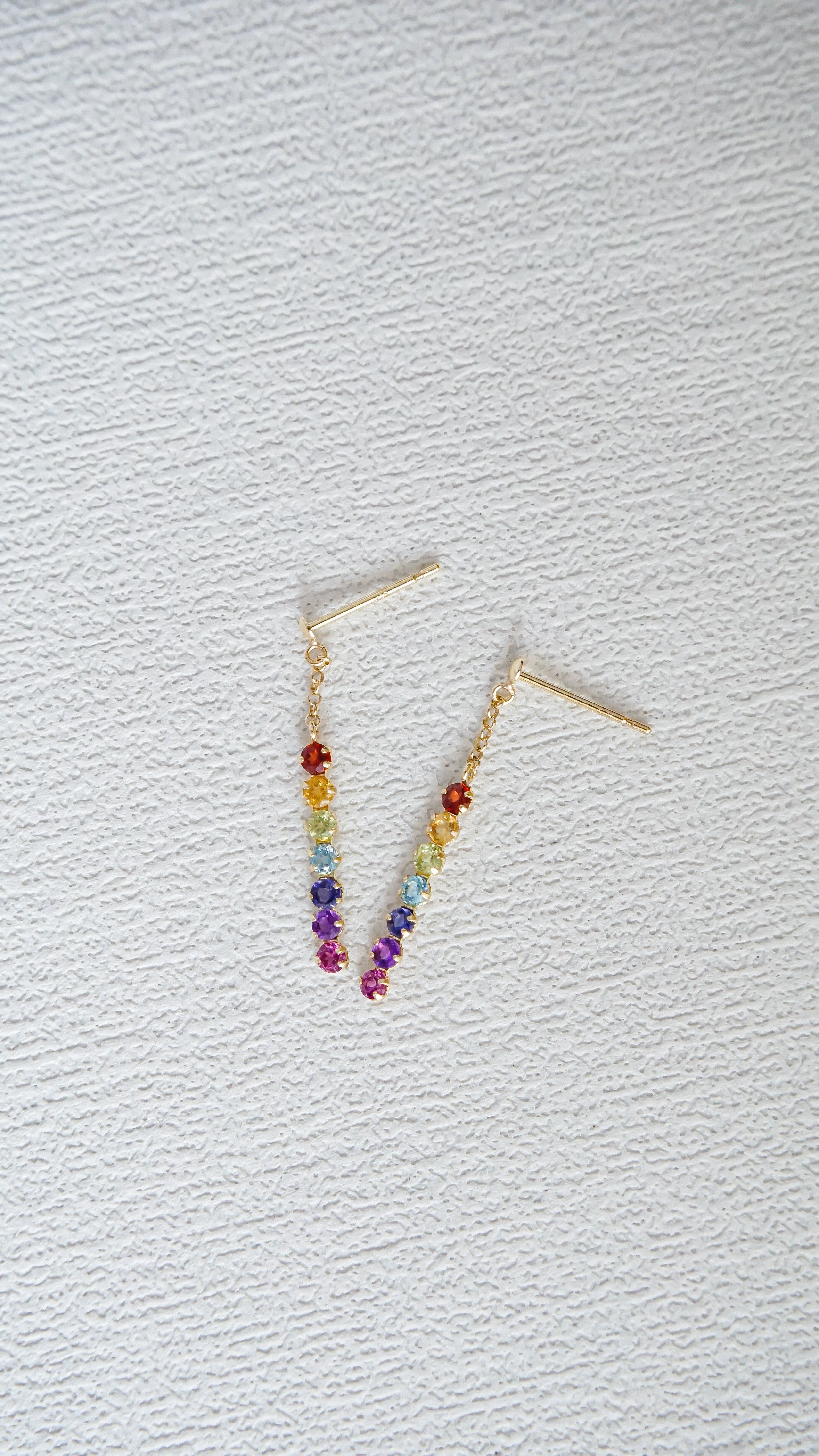 10k金七彩半貴石彩寶耳環高拍