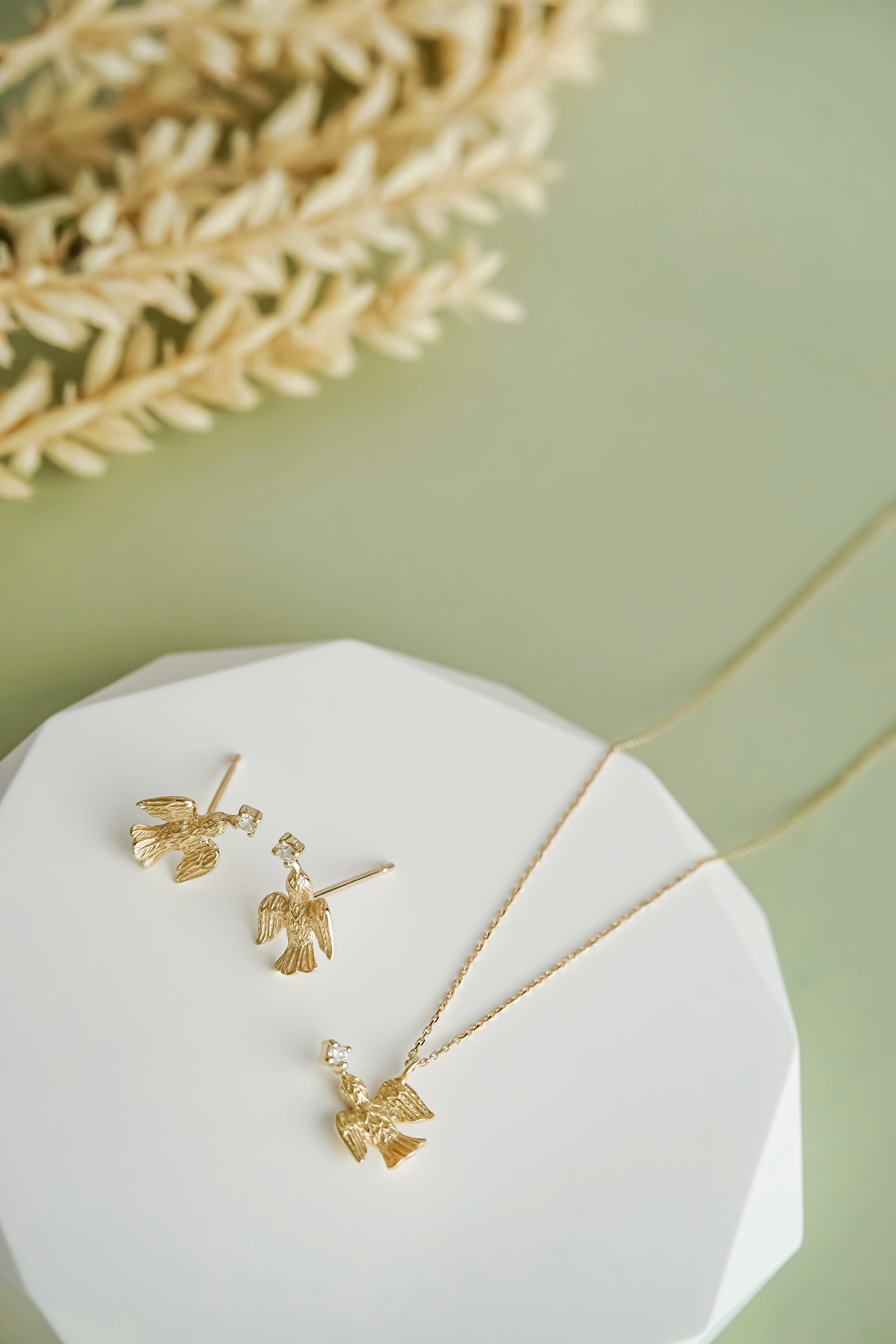 日系K金小鳥造型鑽石耳環耳釘項鍊頸鏈高拍展示圖