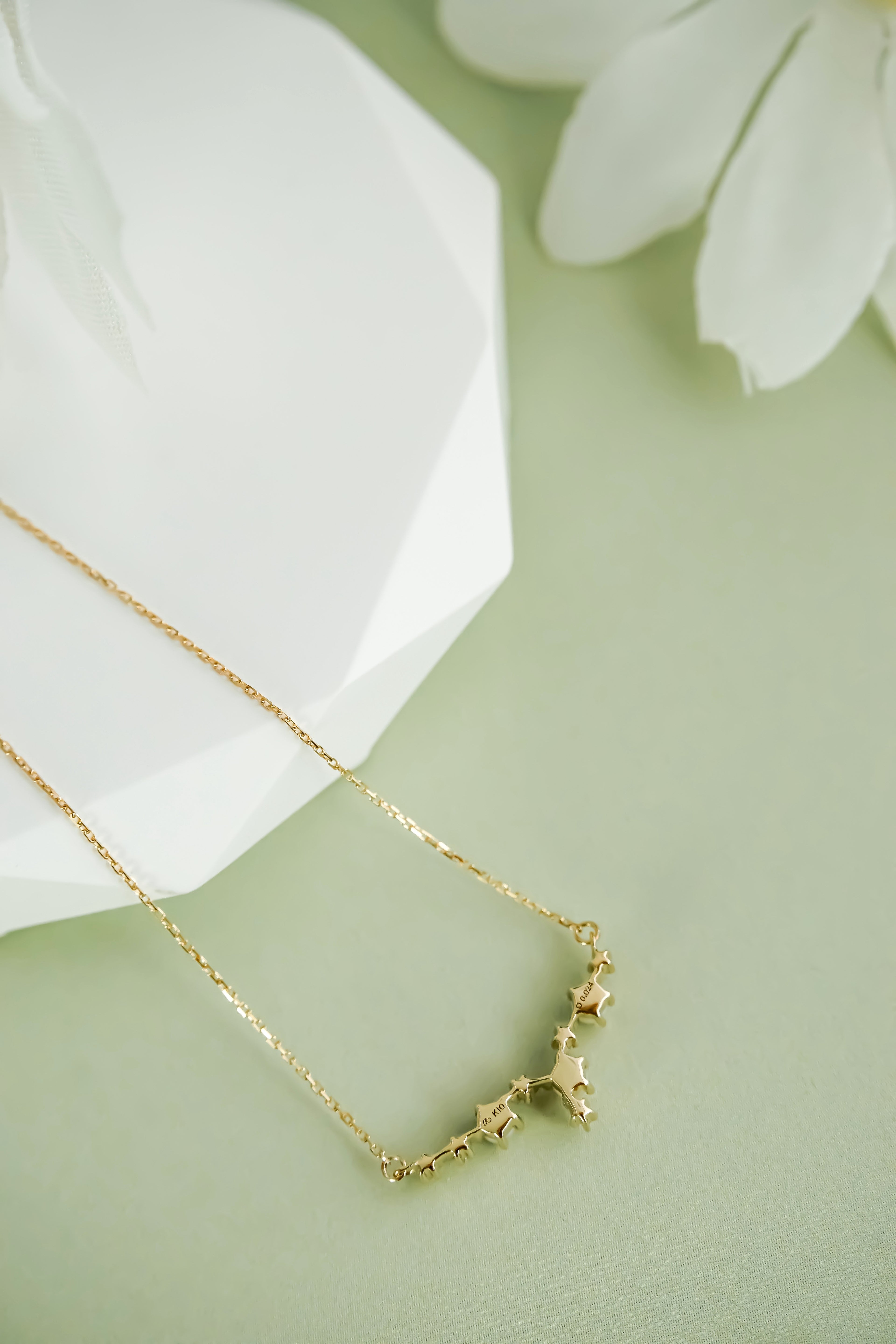 日本製K金淡水珍珠天然鑽石項鍊頸鏈背面圖