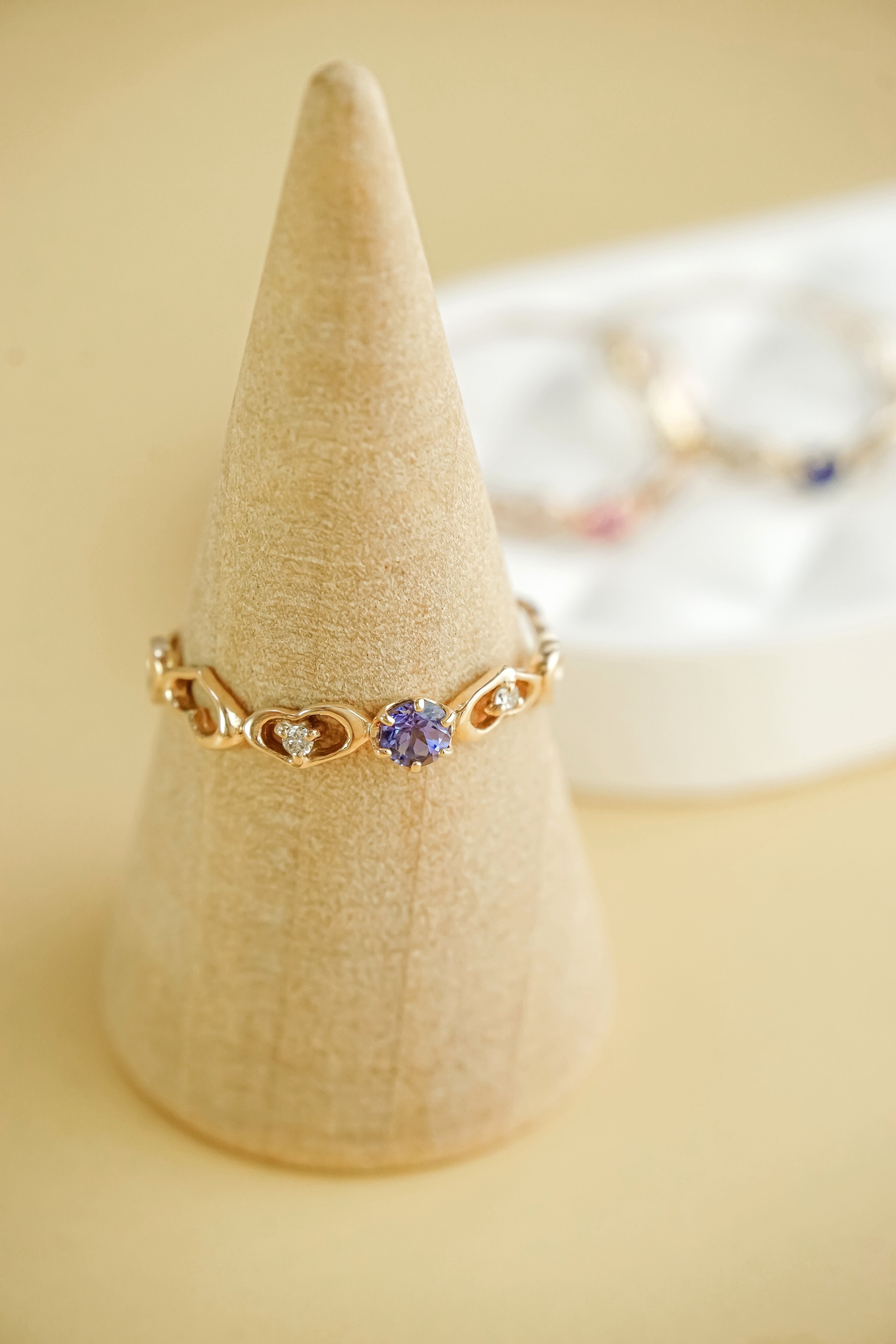 日系10K金彩寶坦桑石戒指