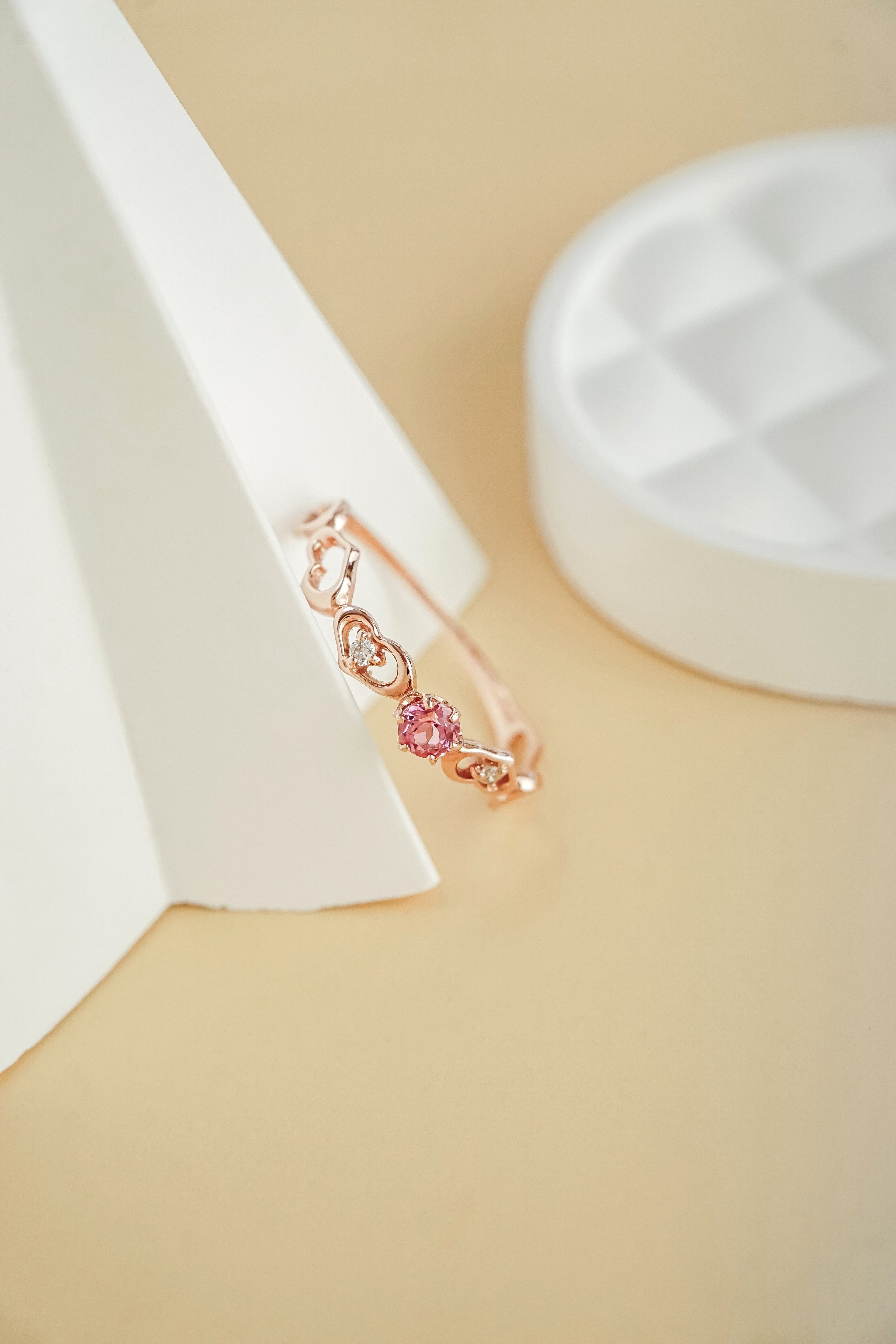 日系10K金彩寶碧璽戒指側拍