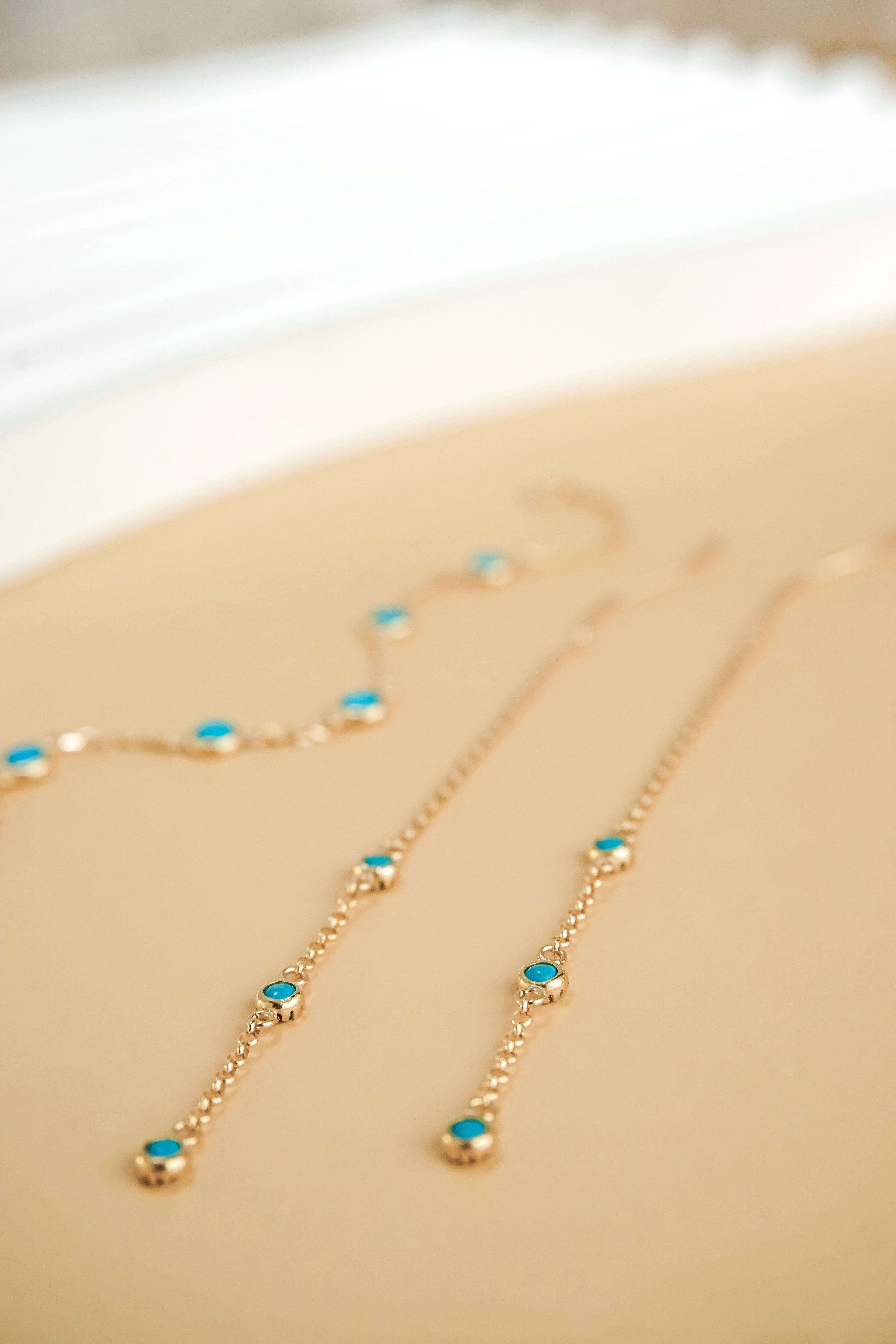 日系10K金綠松石耳鍊近拍