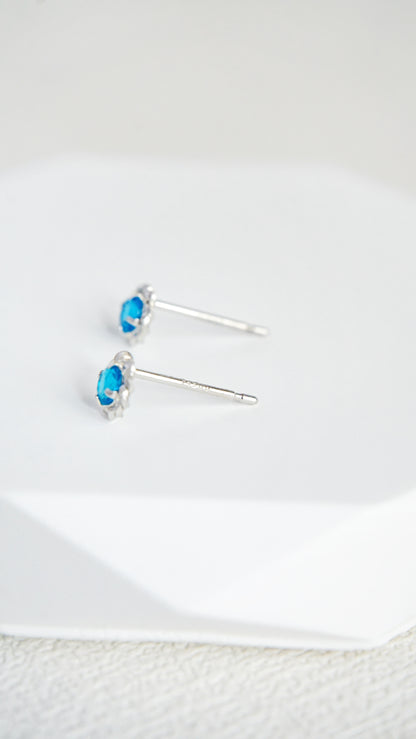 Platinum Neon Blue Apatite Earrings