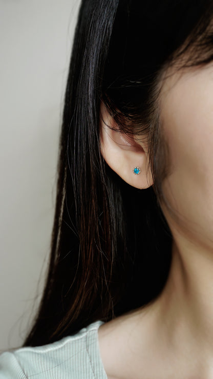 Platinum Neon Blue Apatite Earrings