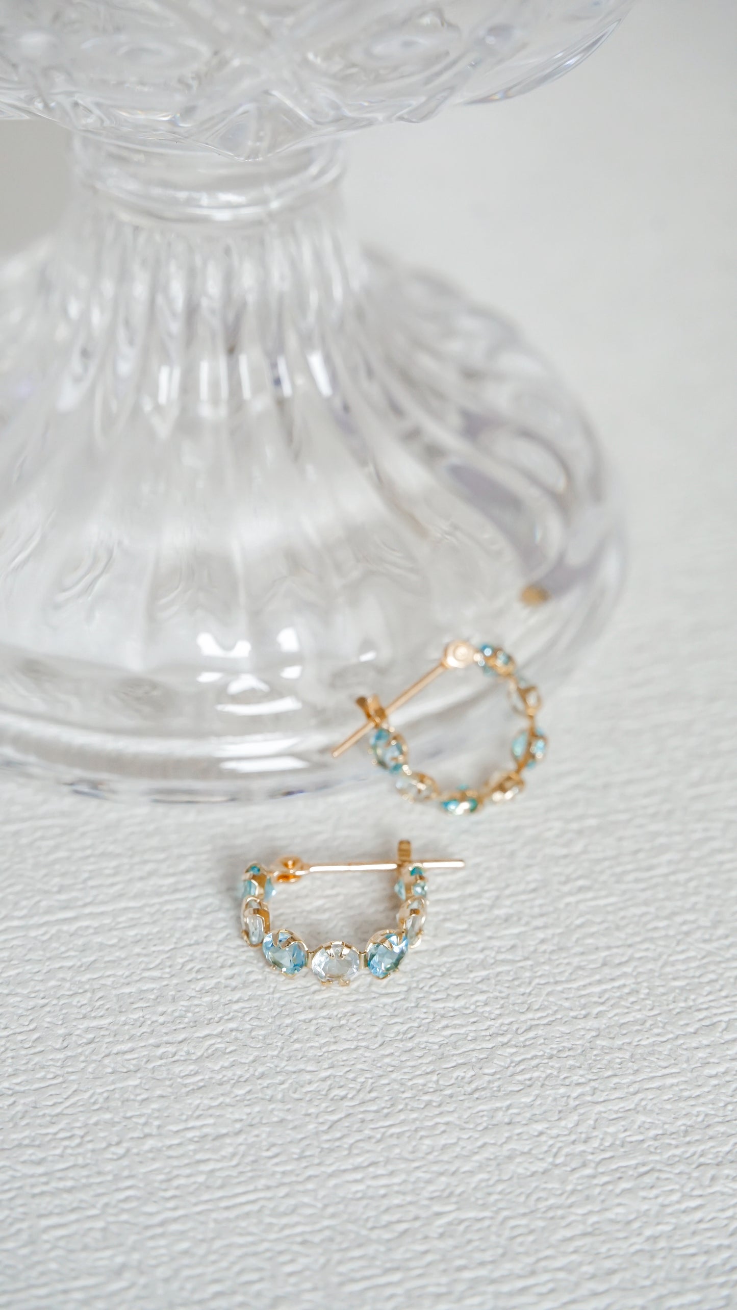 10K Gold Aquamarine & Blue Topaz Hoop Earrings