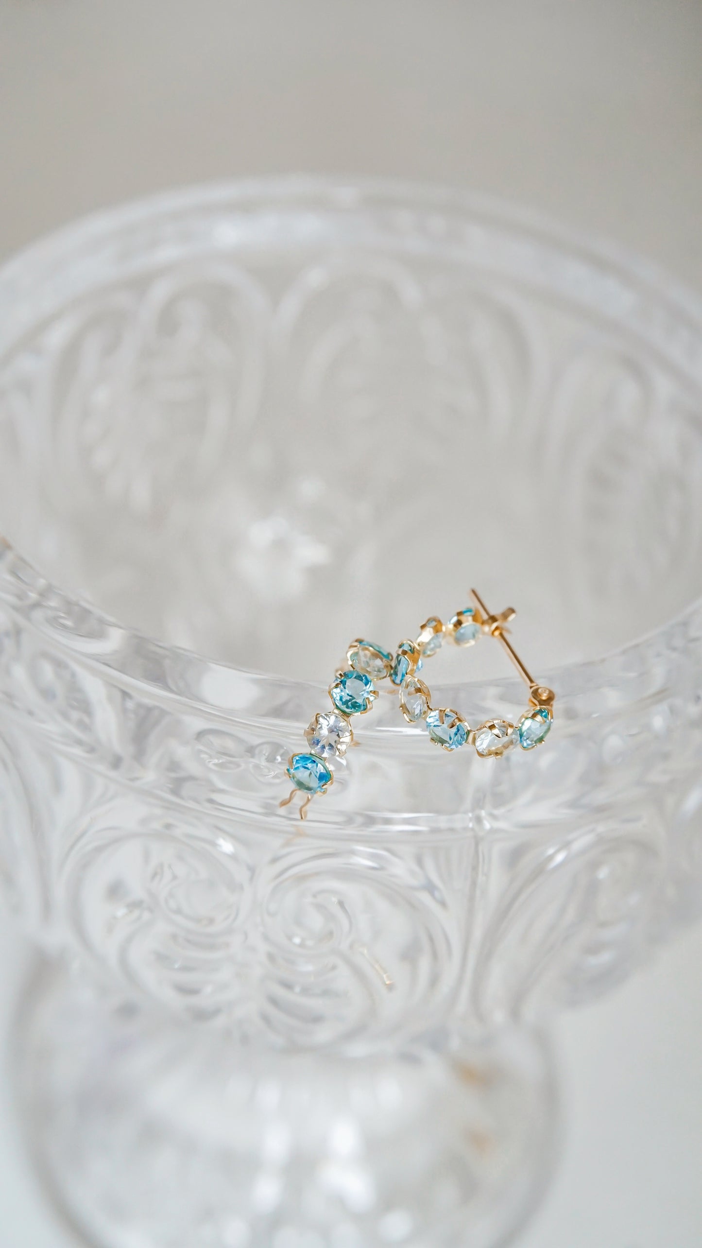 10K Gold Aquamarine & Blue Topaz Hoop Earrings