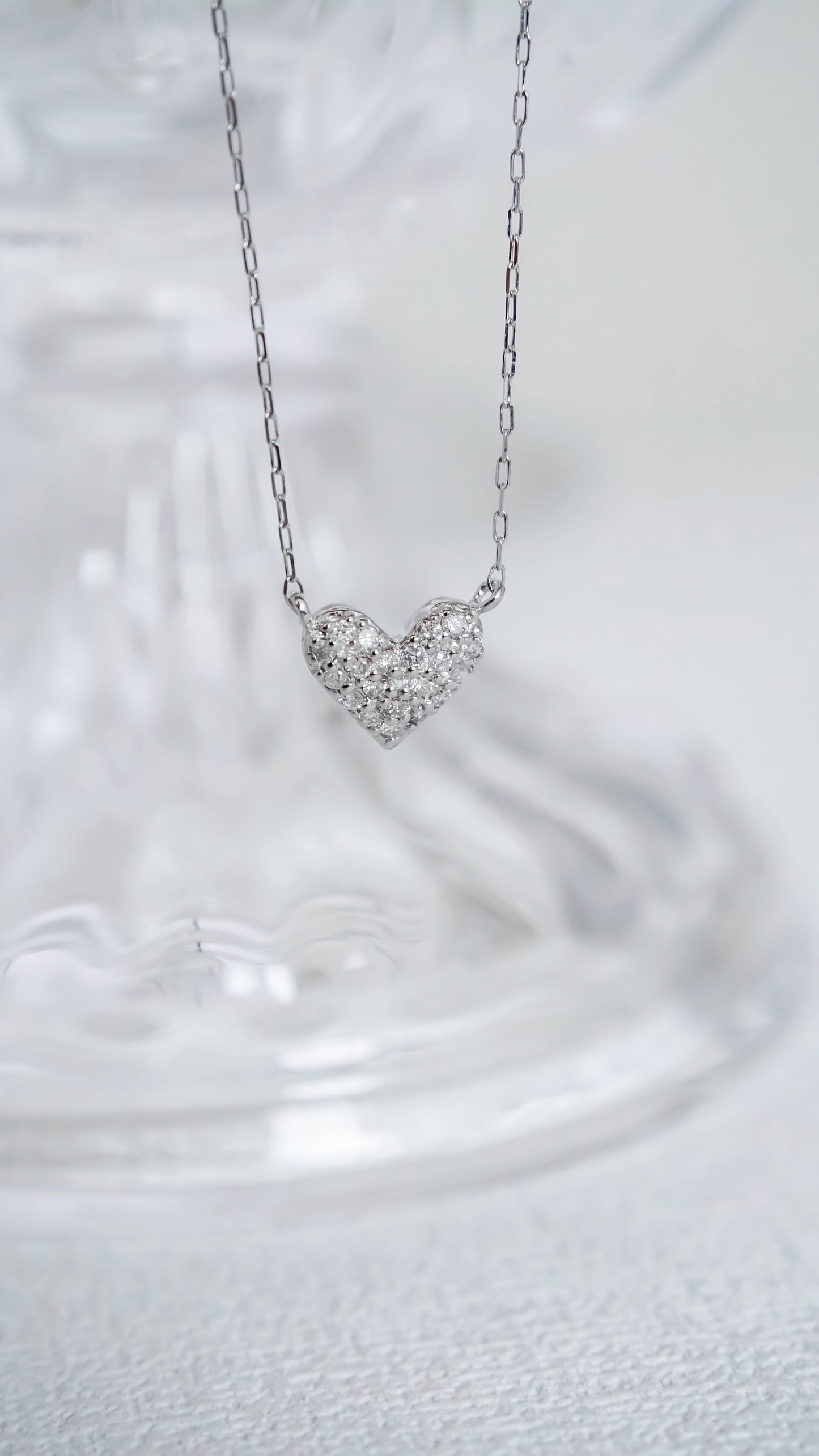 Platinum Pavé Diamond Heart Necklace