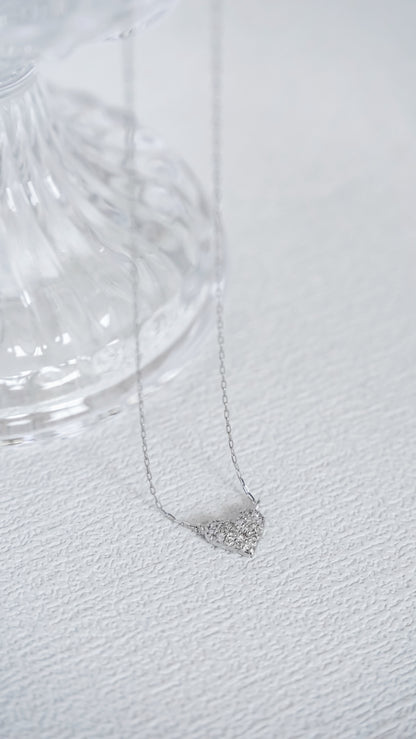Platinum Pavé Diamond Heart Necklace