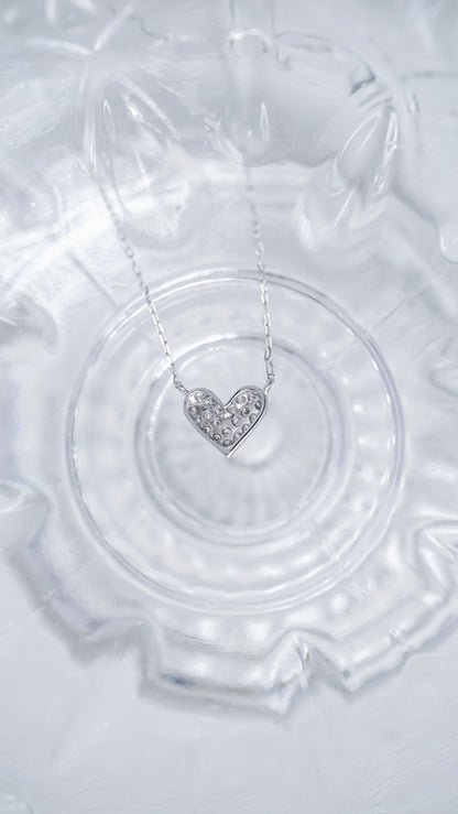 Platinum Pavé Diamond Heart Necklace