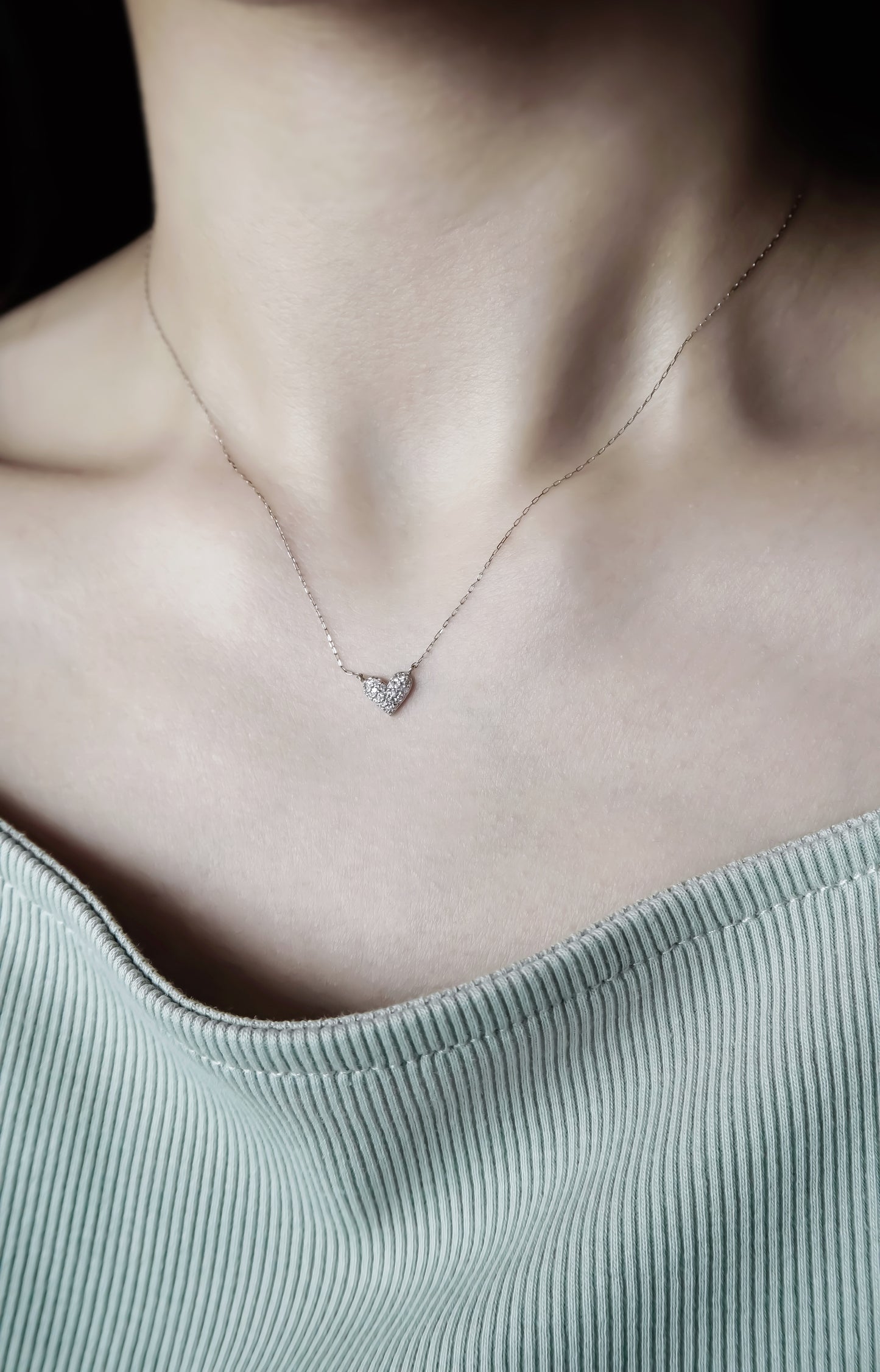 Platinum Pavé Diamond Heart Necklace