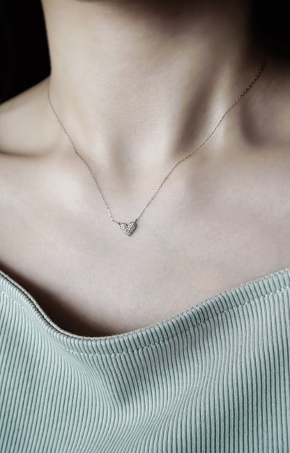 Platinum Pavé Diamond Heart Necklace