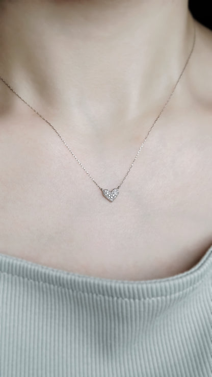 Platinum Pavé Diamond Heart Necklace