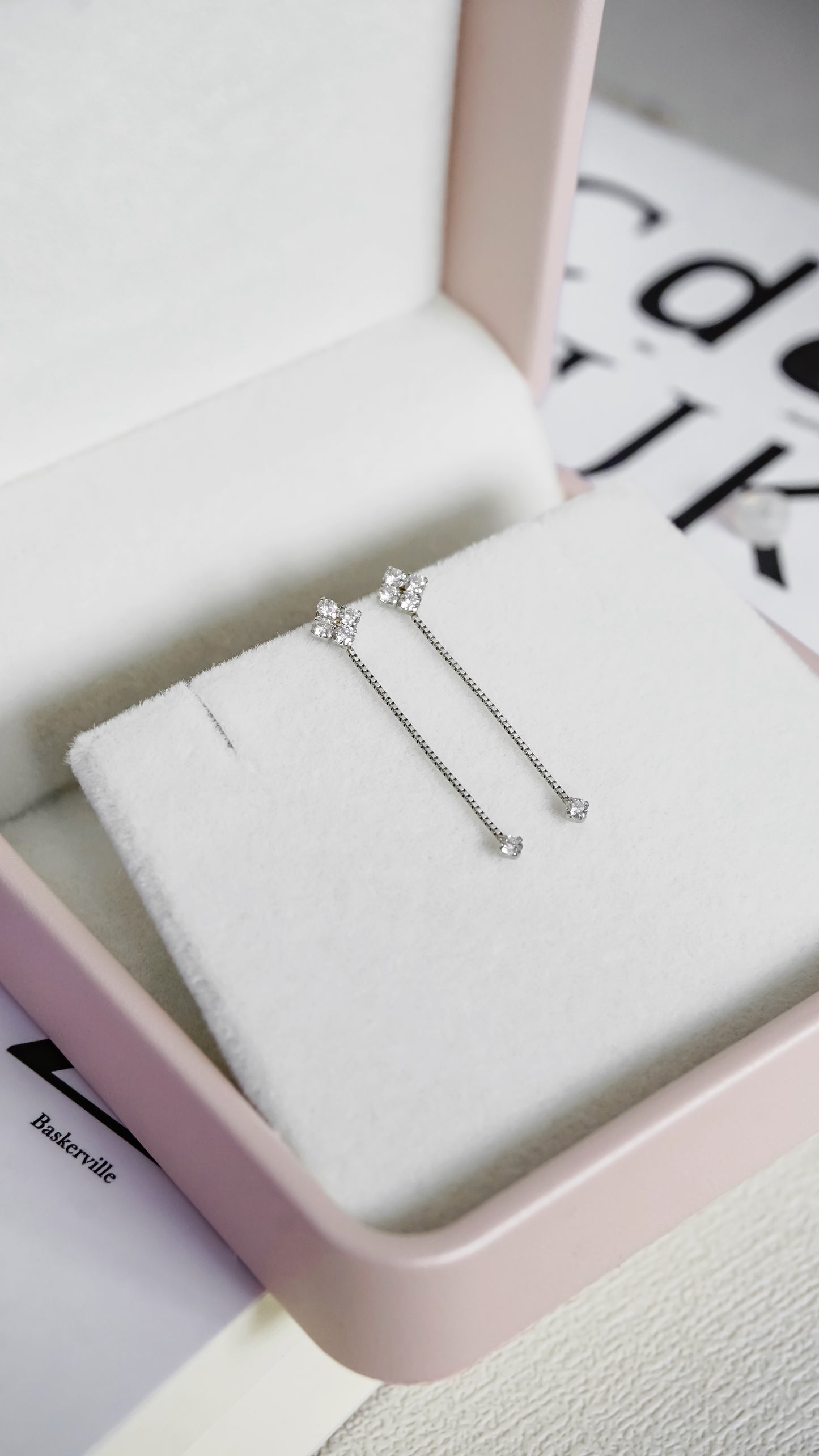 Platinum Heart & Cupid Diamond Tassel Earrings
