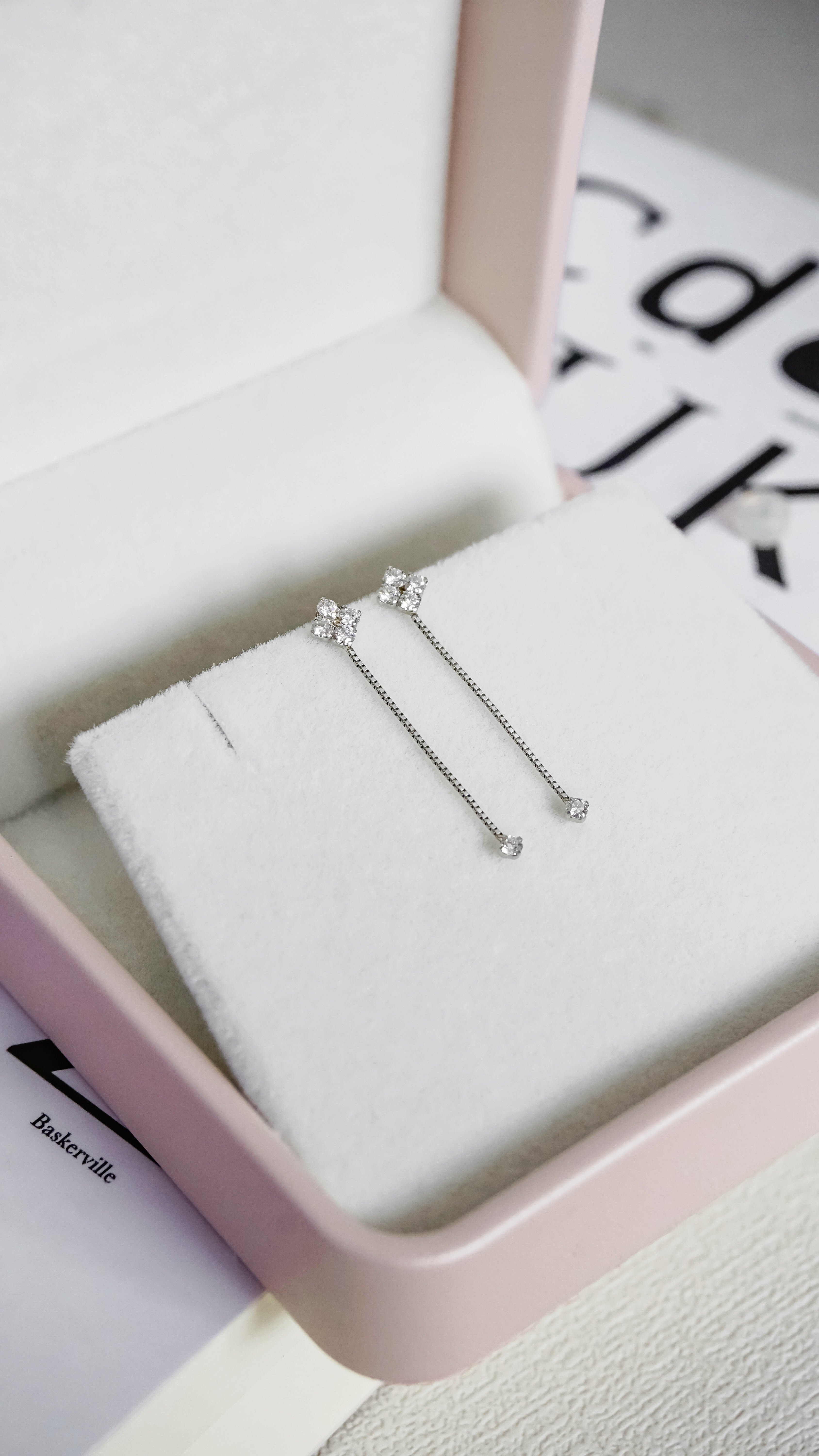 鑽石小花流蘇耳環