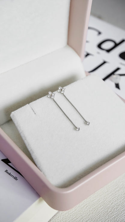 Platinum Heart & Cupid Diamond Tassel Earrings