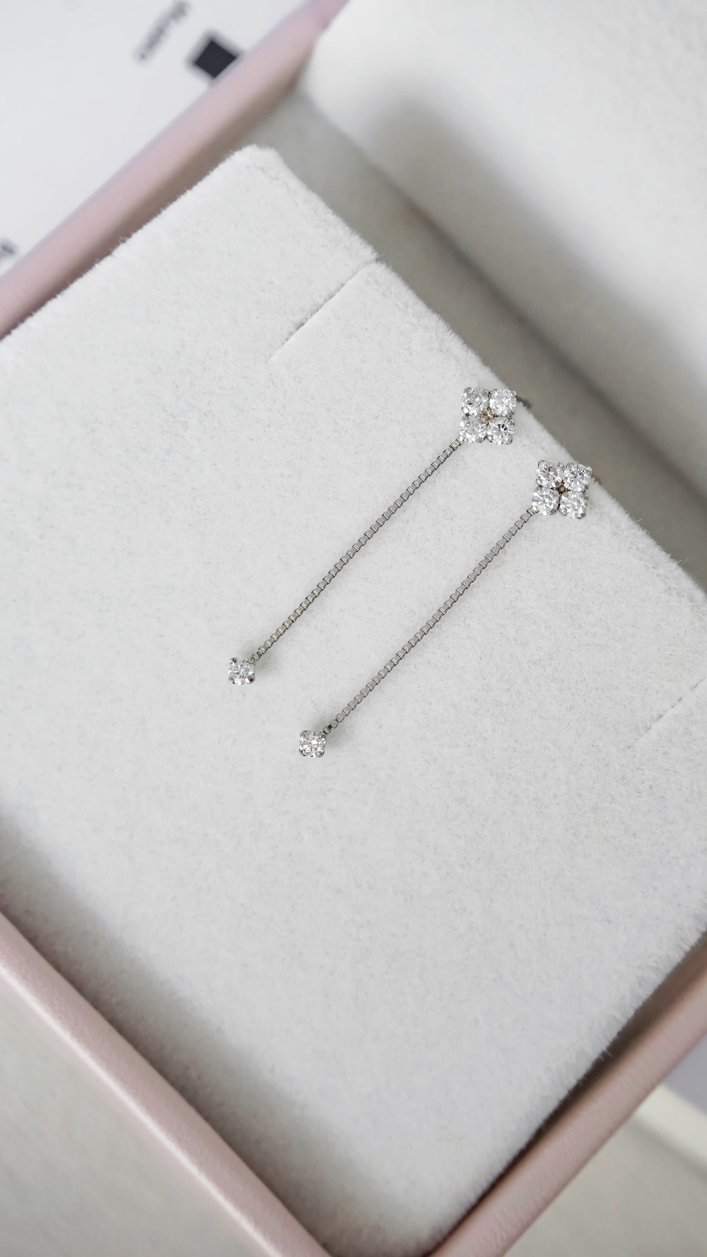 鑽石小花流蘇耳環