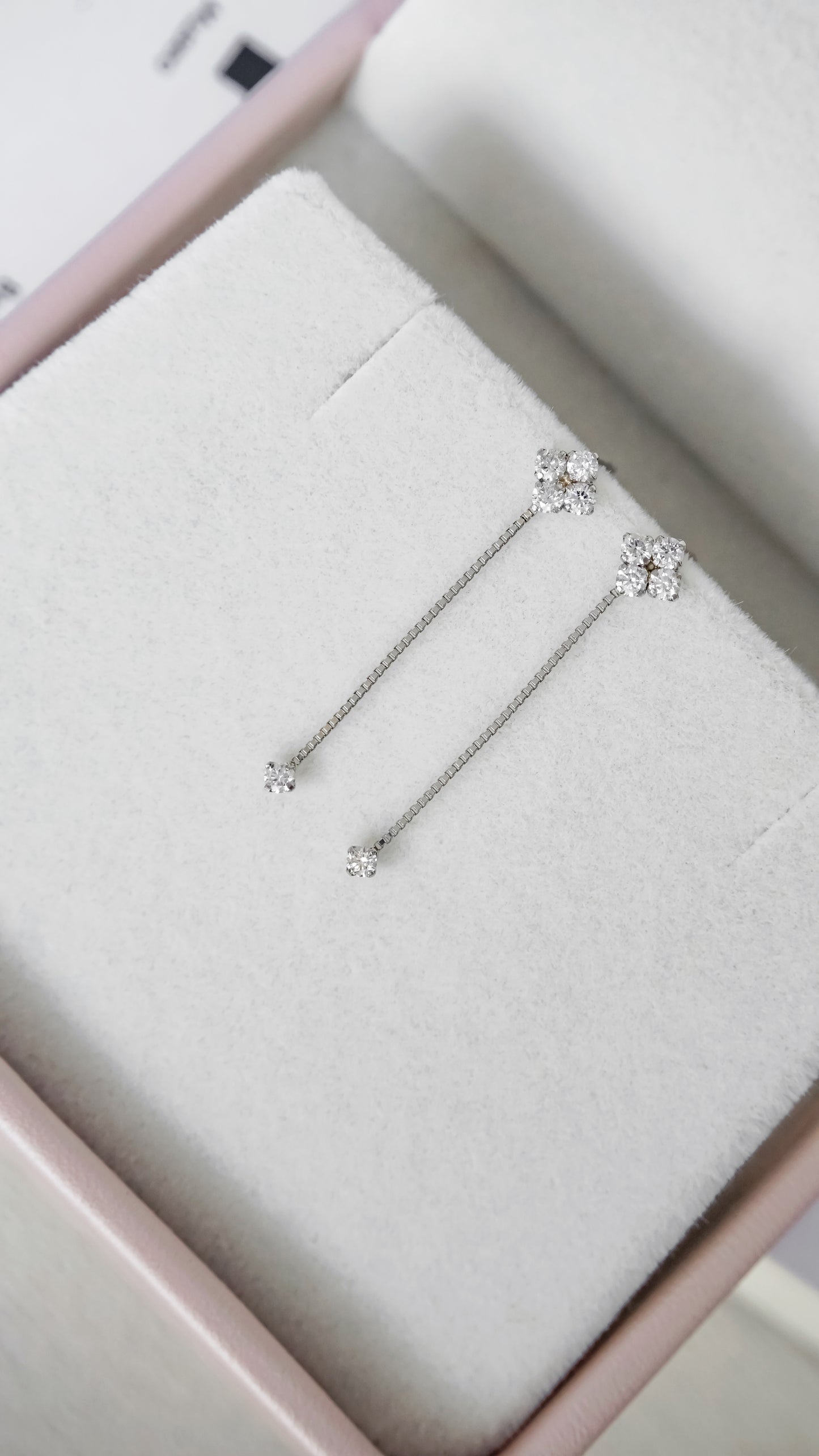 Platinum Heart & Cupid Diamond Tassel Earrings