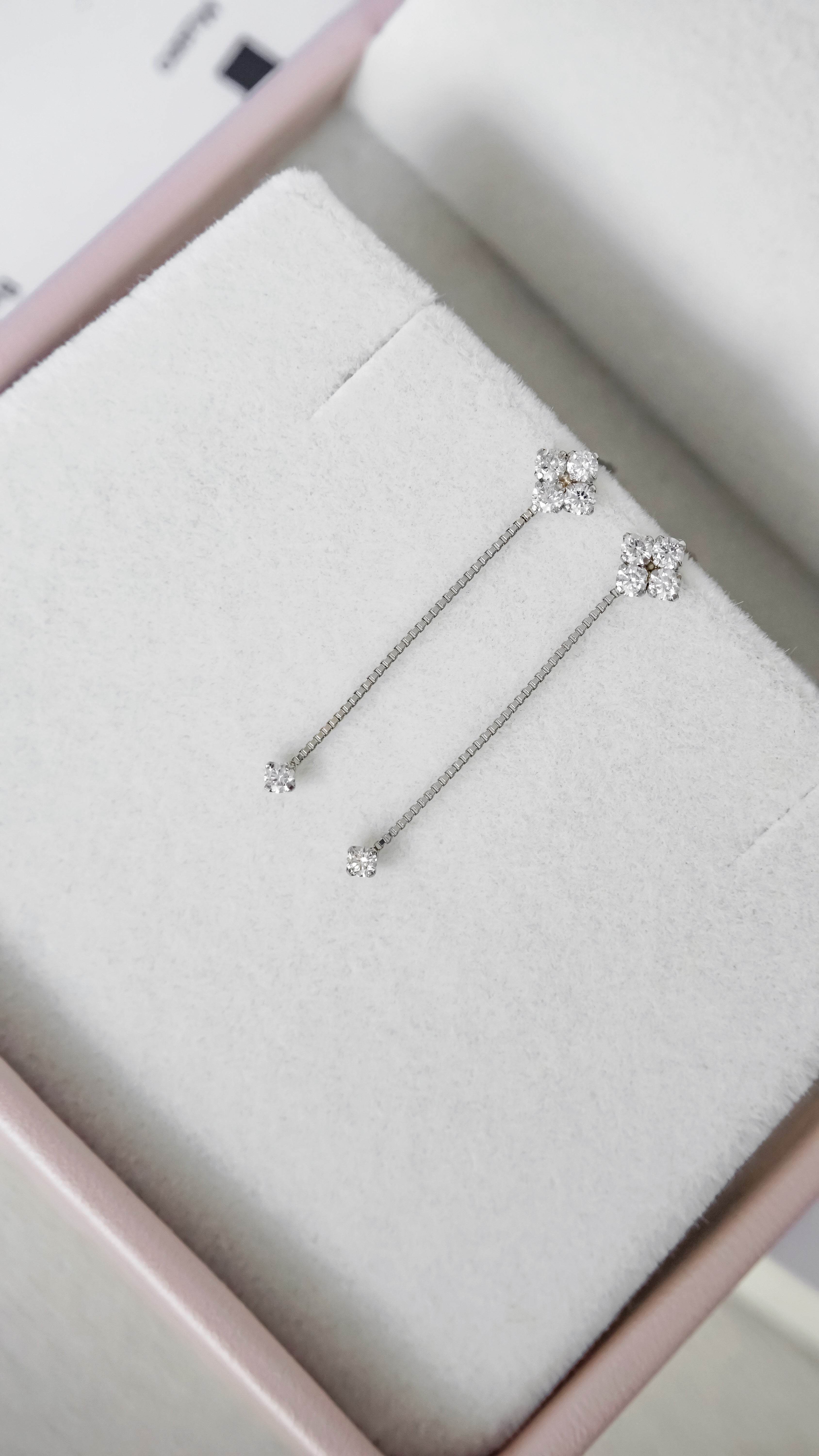 鑽石小花流蘇耳環