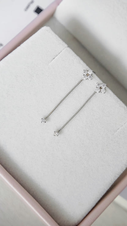 Platinum Heart & Cupid Diamond Tassel Earrings