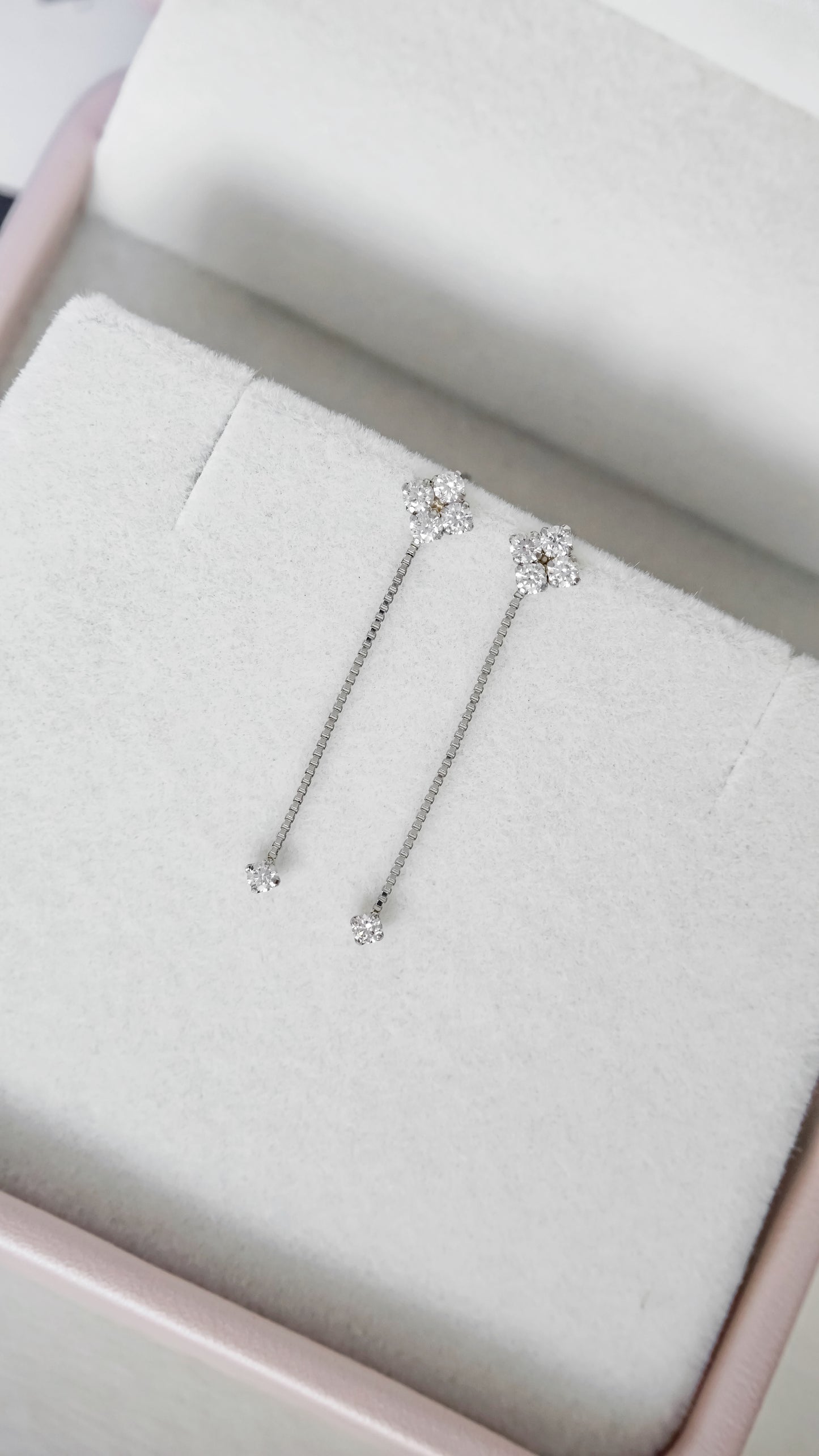 Platinum Heart & Cupid Diamond Tassel Earrings