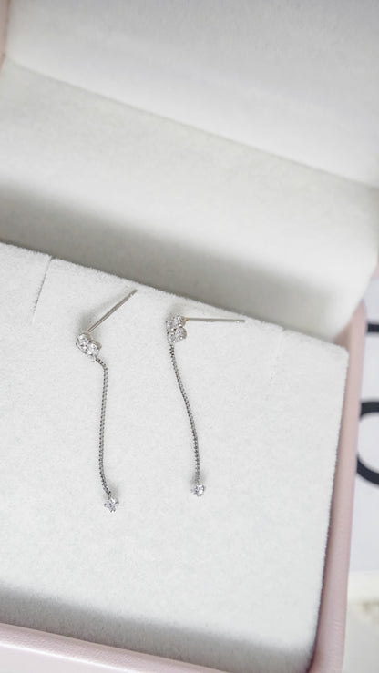 Platinum Heart & Cupid Diamond Tassel Earrings