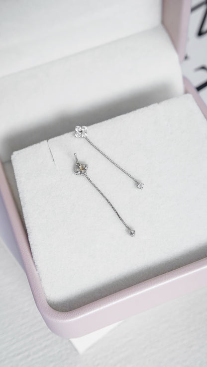 Platinum Heart & Cupid Diamond Tassel Earrings