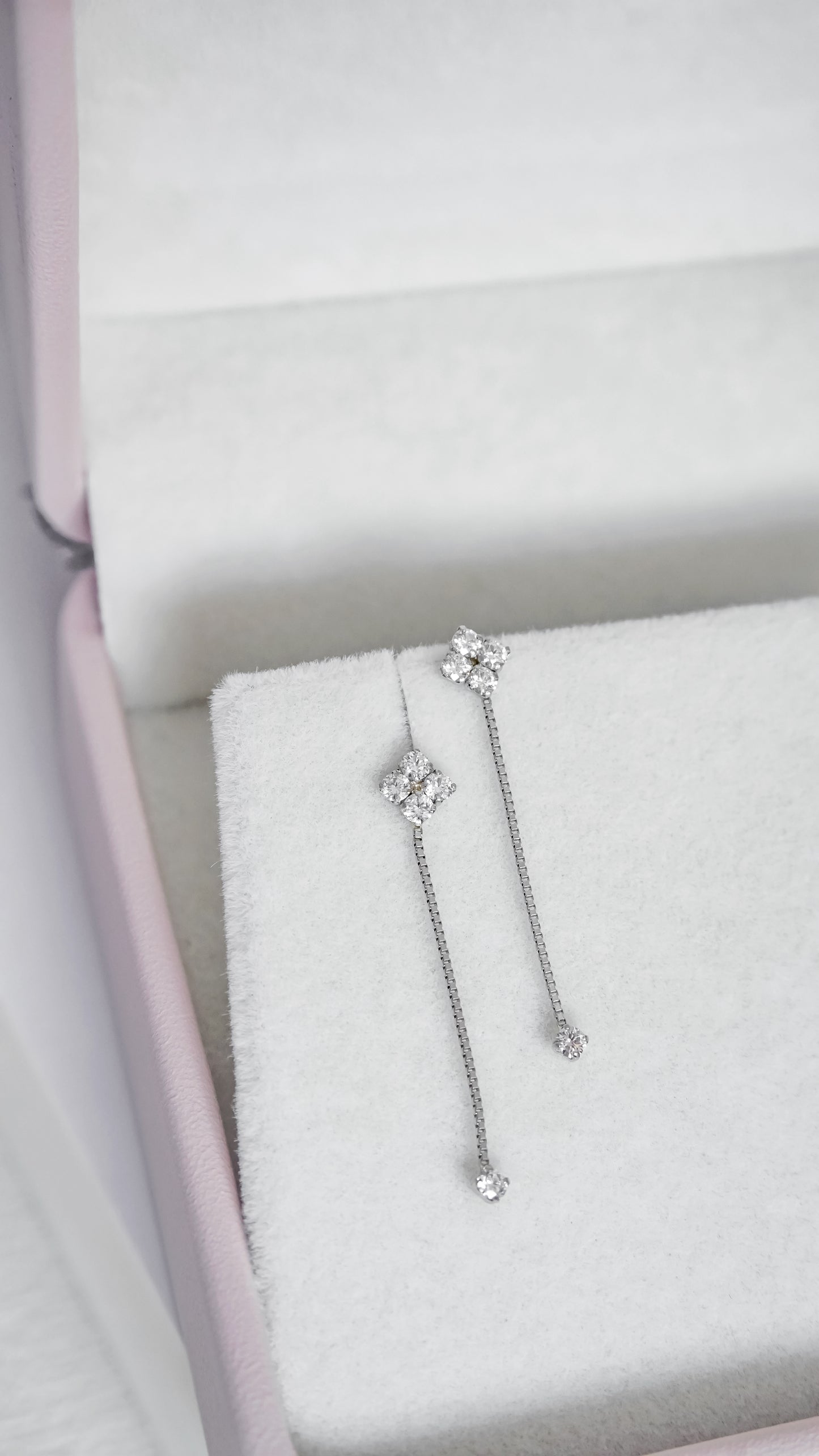 Platinum Heart & Cupid Diamond Tassel Earrings
