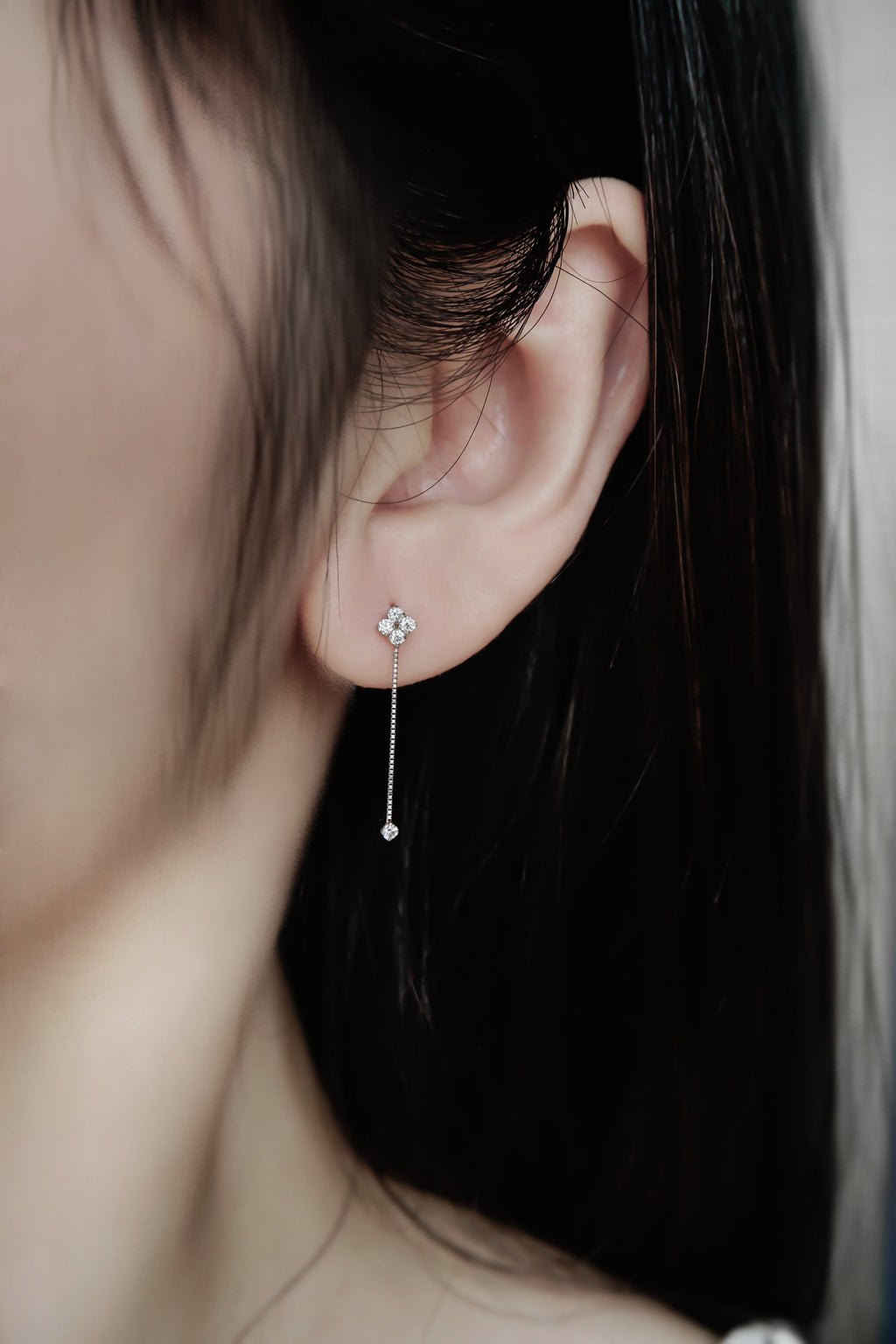 鑽石小花流蘇耳環
