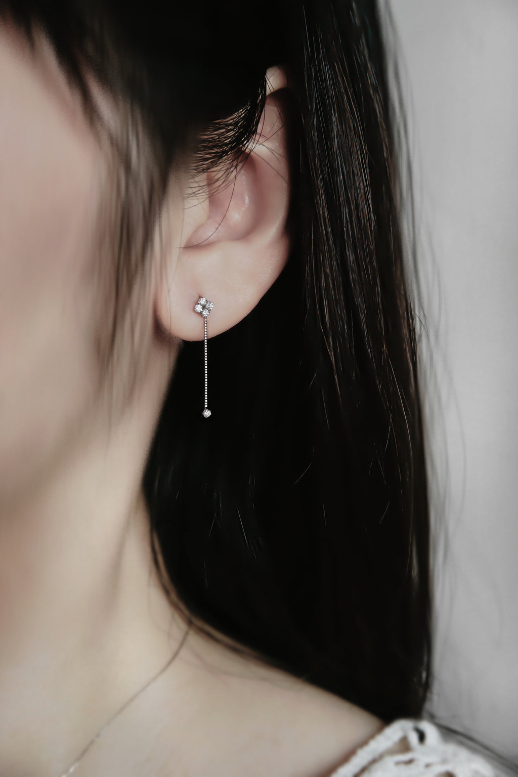 鑽石小花流蘇耳環