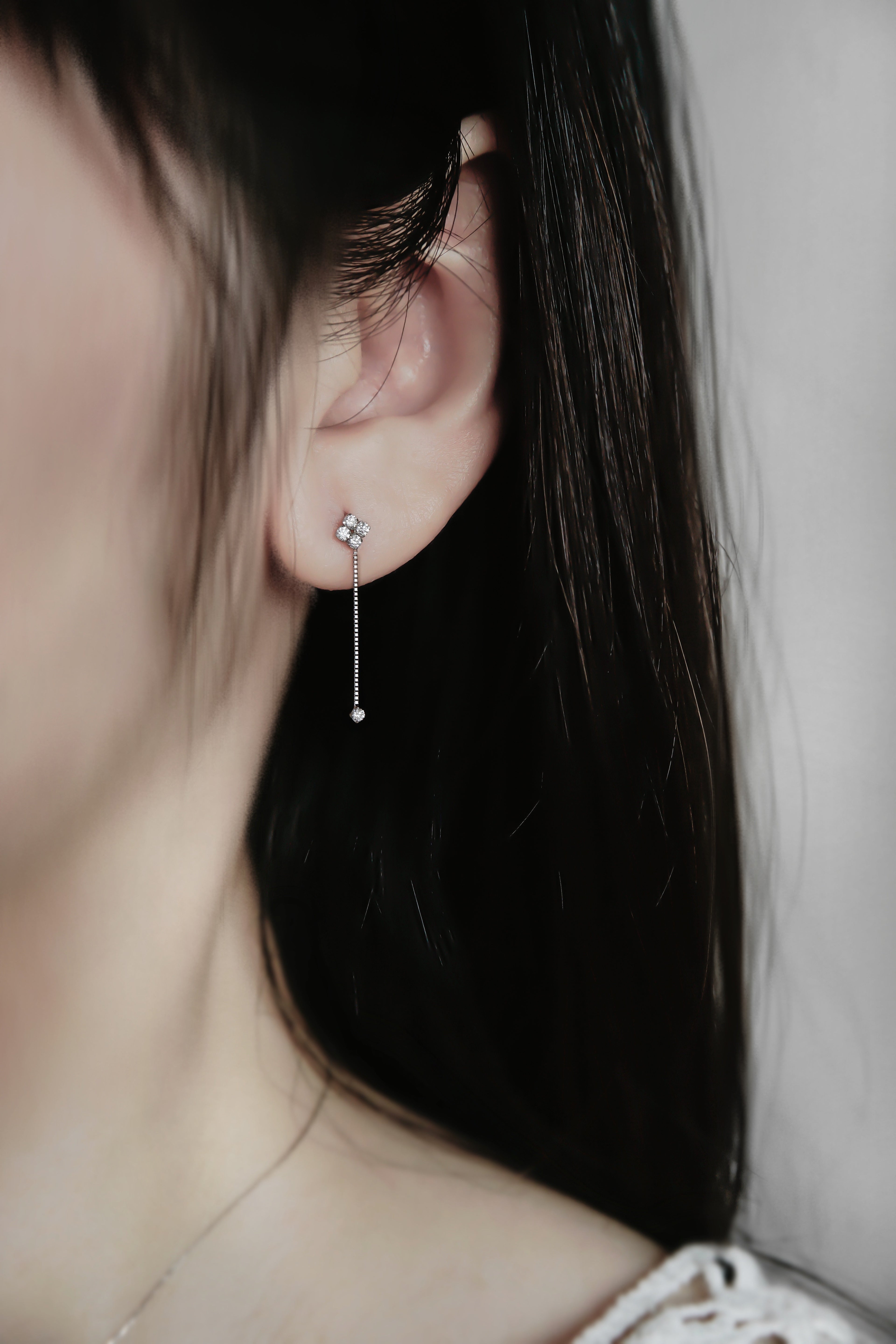 鑽石小花流蘇耳環